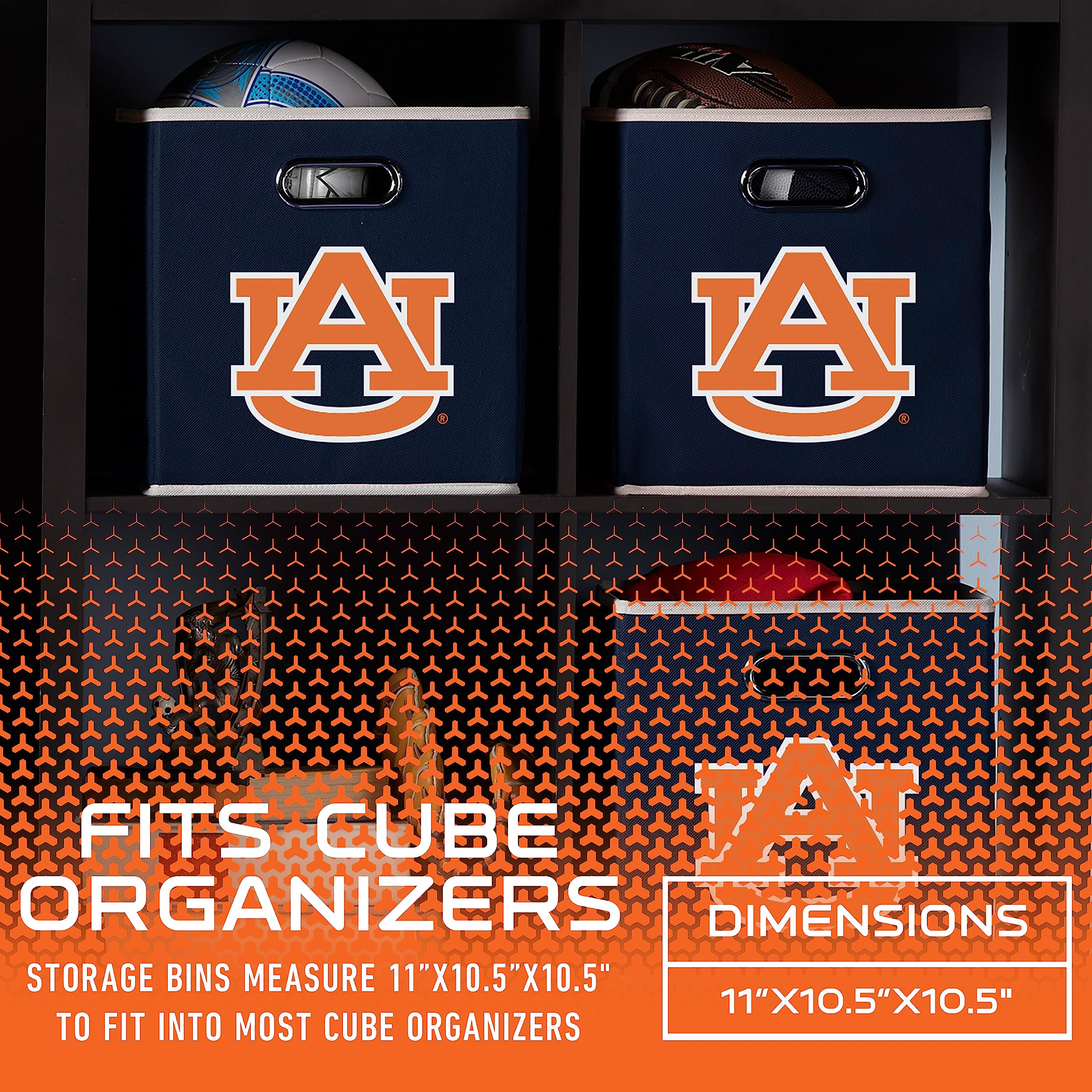 Franklin Sports Ncaa Auburn Tigers Collapsible Storage Bin - Made To Fit Storage Bin Shelf Organizers - 10.5'' X 10.5''