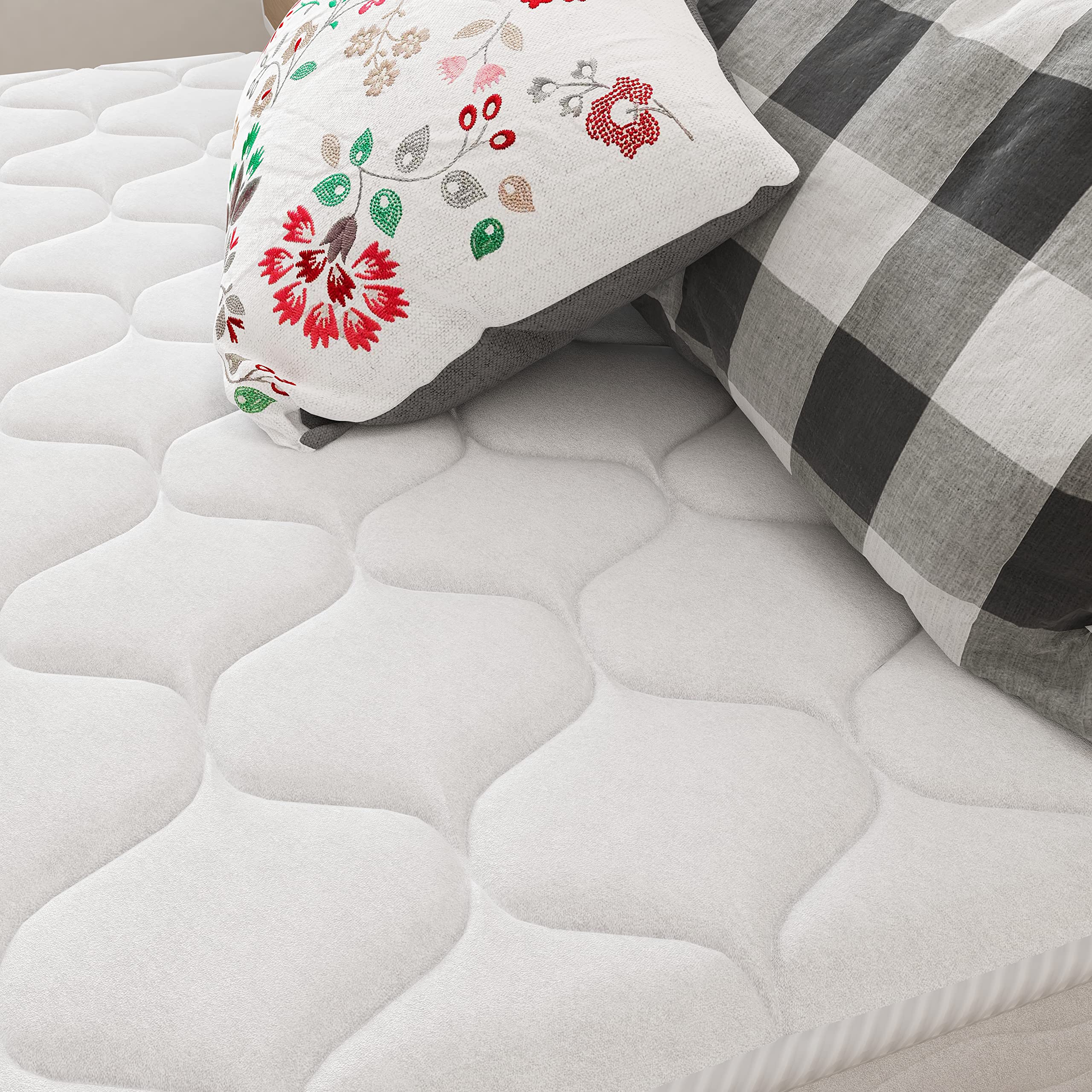 Napqueen 8 Inch Innerspring Full Size Medium Firm Memory Foam Mattress, Bed In A Box White