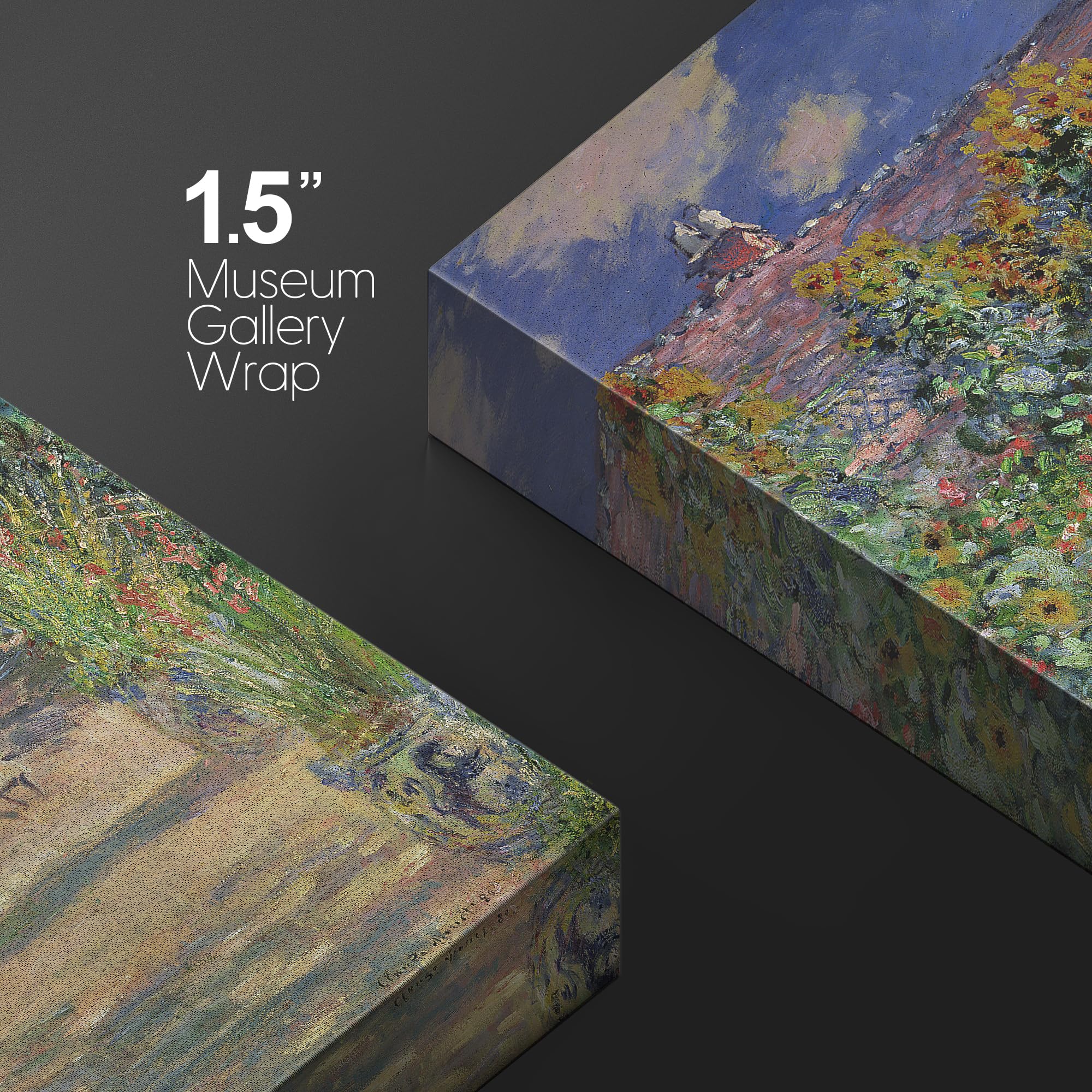 Wall26 - The Artist'S Garden At Vetheuil By Claude Monet - Impressionist Modern Art - Canvas Art Home Art - 16X24 Inches