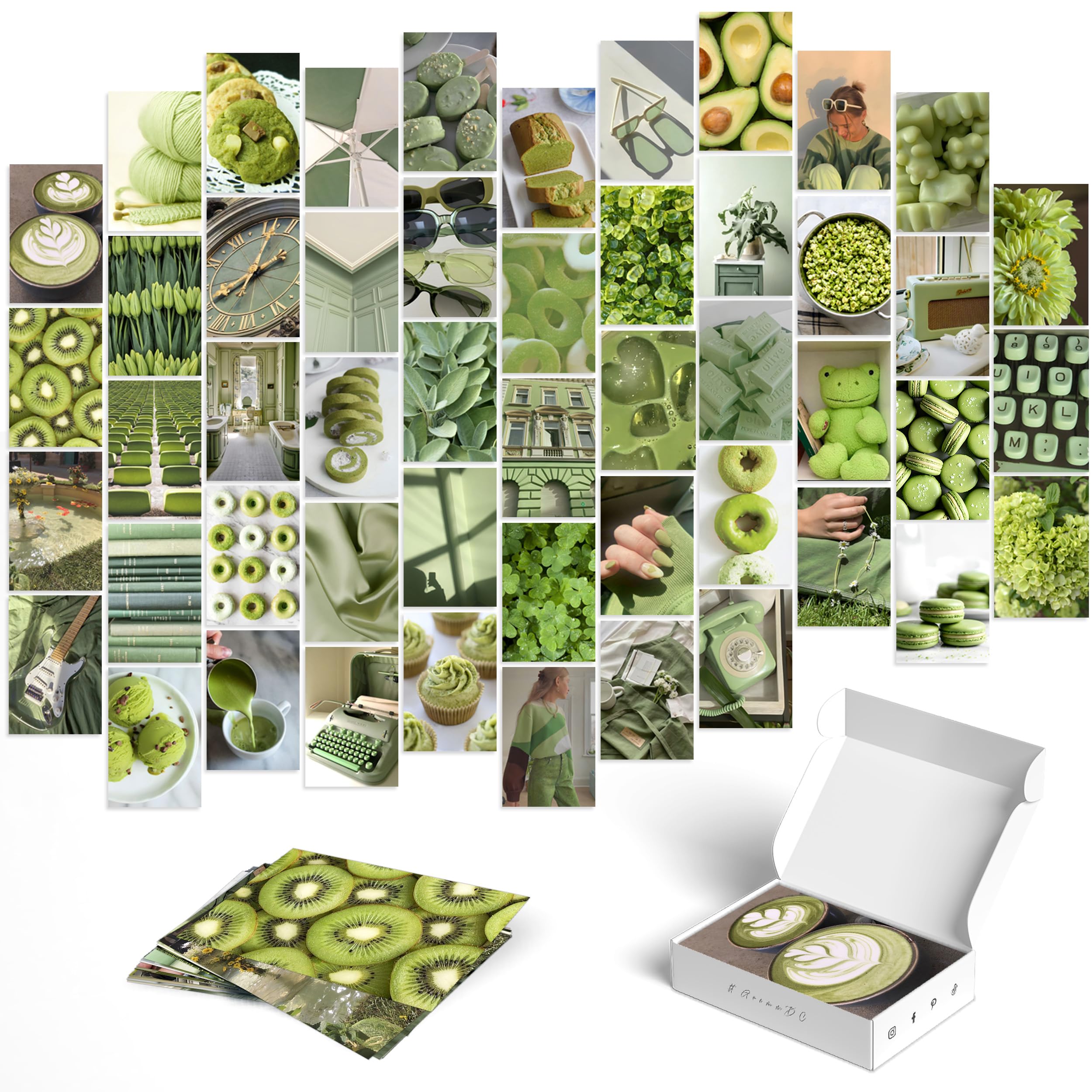 Y2K Boo Matcha Green Wall Collage Kit - 50 Aesthetic Posters For Room Decor, Perfect For Dorms And Bedrooms, Trendy Green Wall A