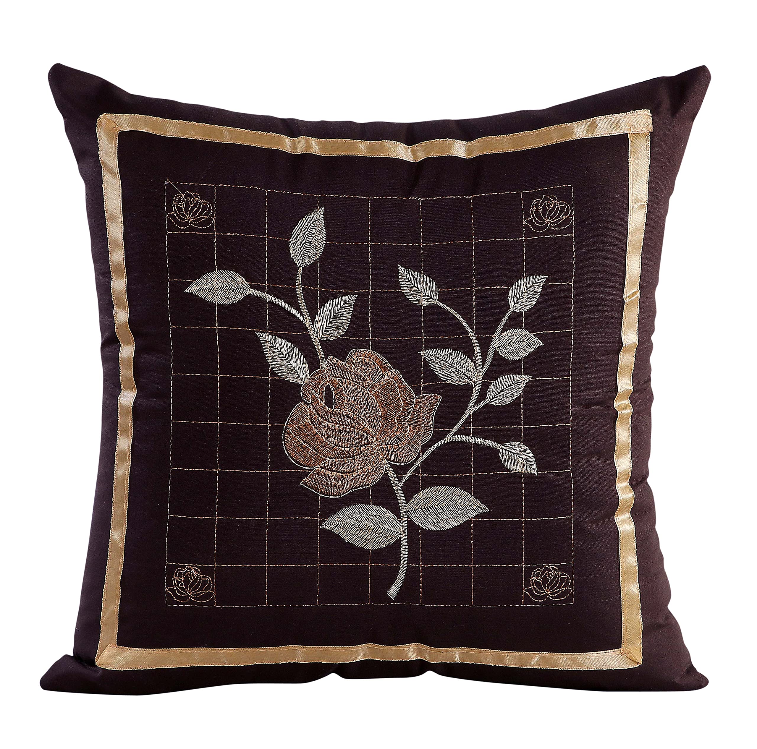 Rj Products Designer Embroidery Diwan Set Of 8 Pieces Brown Color