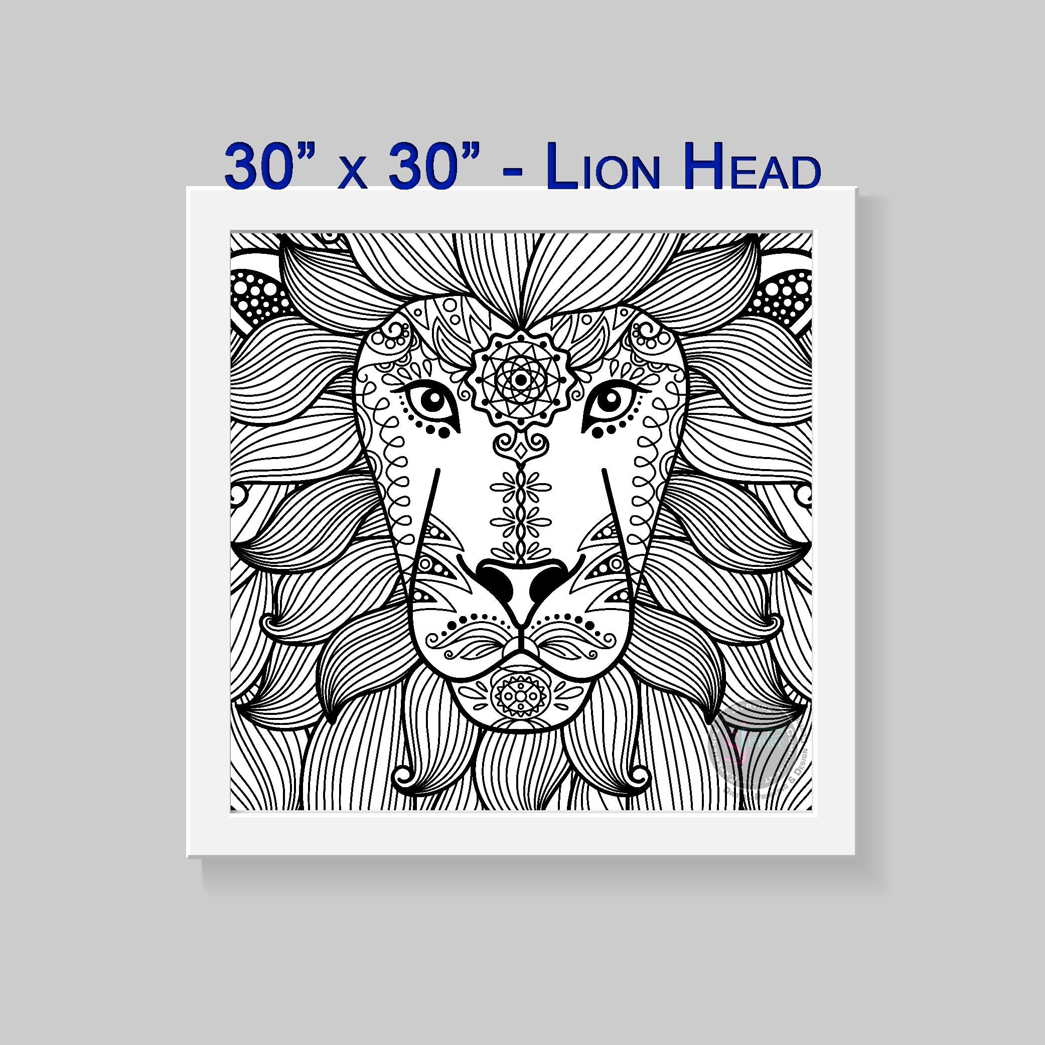 SJPRINTER Giant Coloring Poster for Kids and Adults - Great for Care Facilities  Schools  Group and Family Activities (Lion Head  30''x30'')