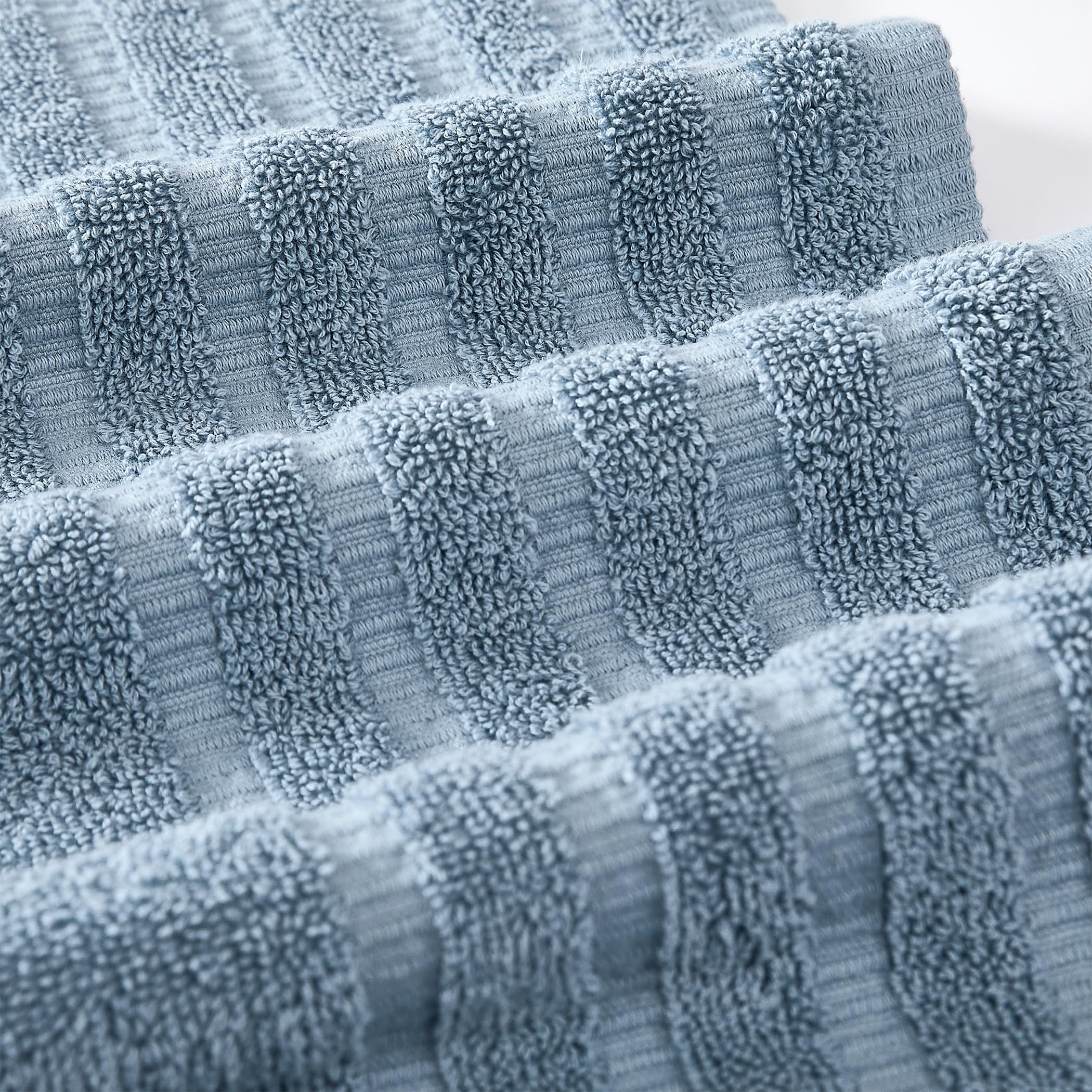 Amrapur Overseas 6-Piece Yarn Dyed Organic Vines Jacquard/Solid Ultra Soft 500GSM 100% Combed Cotton Towel Set [Blue]