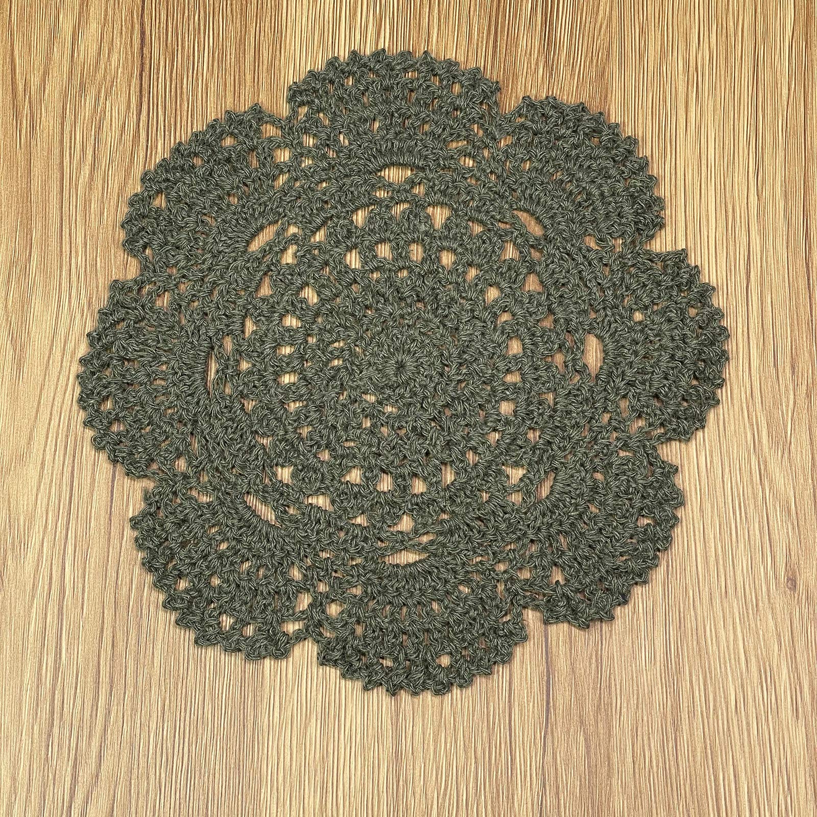 Phantomon 8 Inch Doilies Crochet Round Lace Doily Handmade Placemats 100% Cotton Crocheted Coasters, Pack Of 4 (Green)