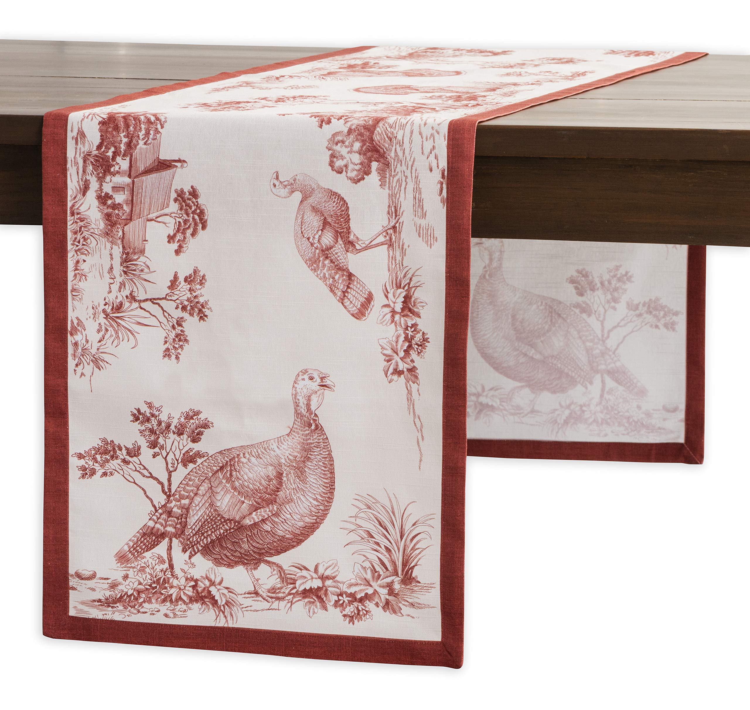 Maison D' Hermine Tablerunner 100% Cotton 14.50Inch X 60Inch Decorative Table Runner, Dining, Holiday, Buffet, Holy Jouy - Red (