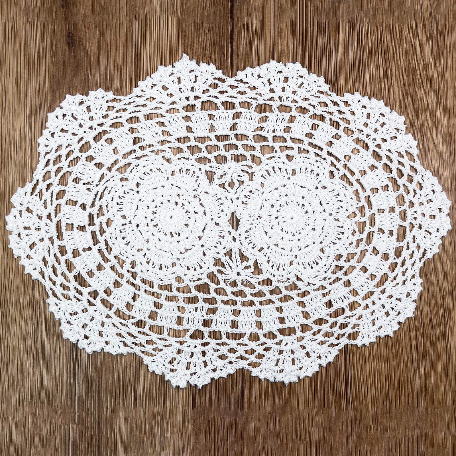 Phantomon Lace Doilies Handmade Crochet Placemats Cotton Doilies Cloth Lace, Pack Of 4, Oval Shape, 10 X 14 Inch (White)