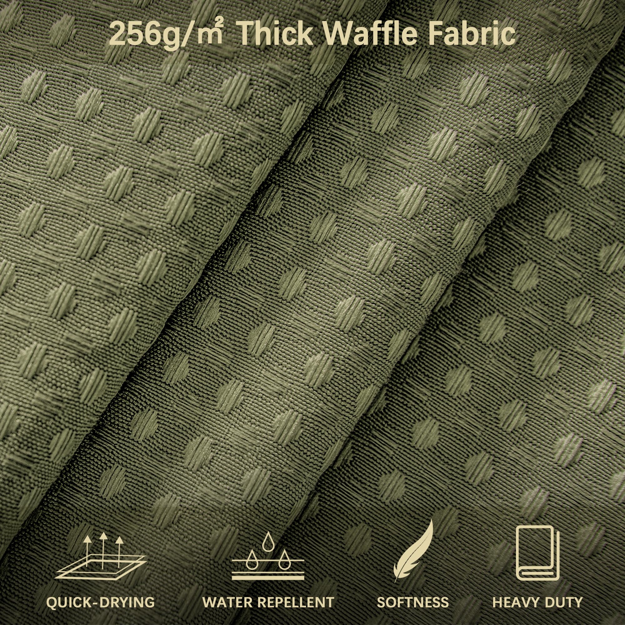 Pangsinne Extra Long Shower Curtains 96 Inch Khaki Waffle Shower Curtain For Bathroom, Heavy Duty 256Gsm Modern Shower Curtain,