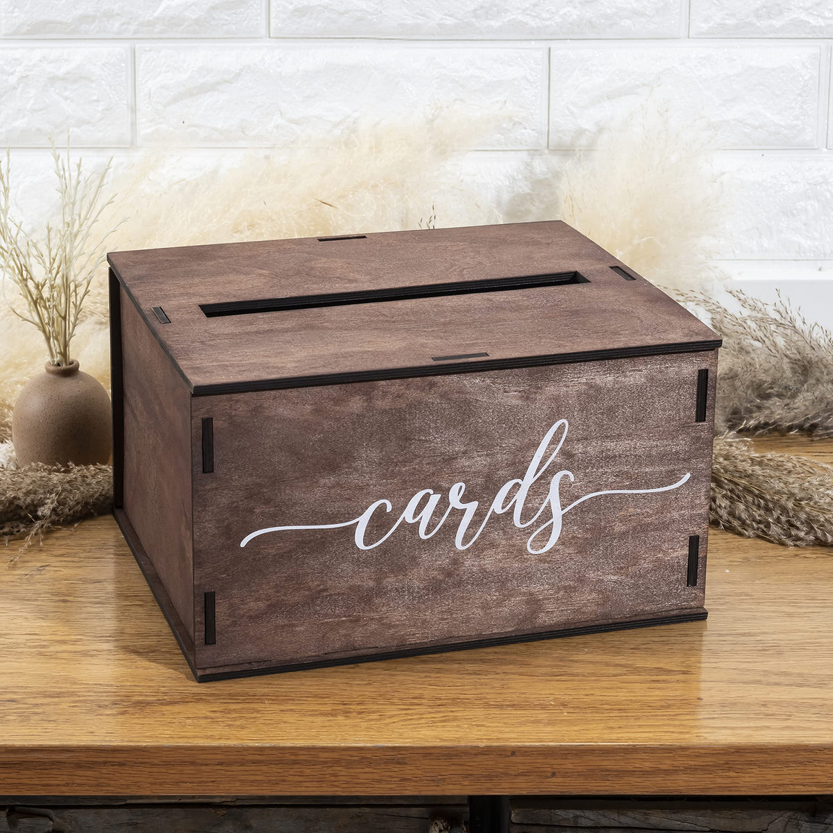 Wooden Wedding Card Box with Slot & Lid | Graduation Card Box | Rustic ...