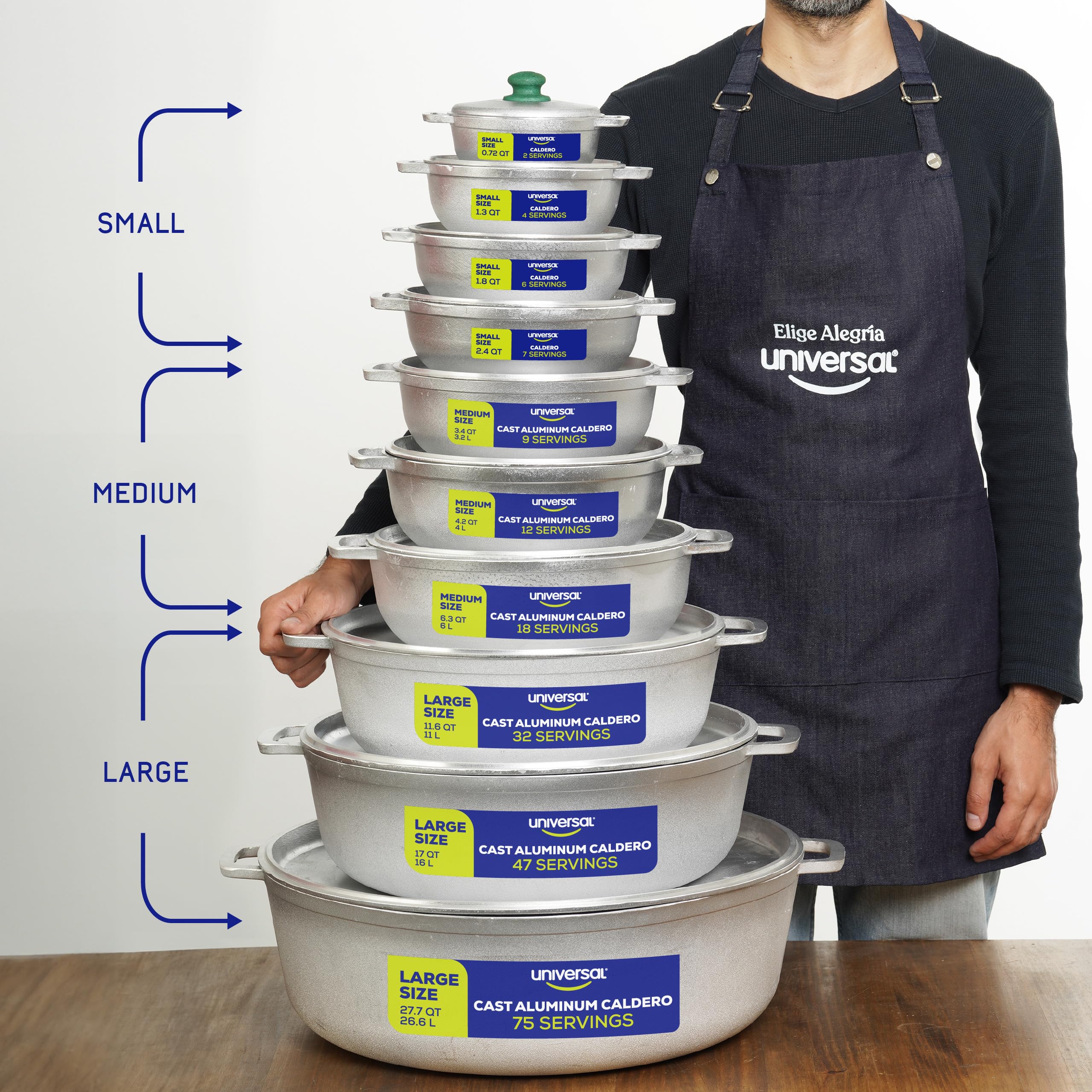 Universal Large Caldero 47 Cups - 17 Qt / 16 L, Stainless Aluminum Pot, Even Heat Distribution And Fast Cooking Dutch Oven Pot W