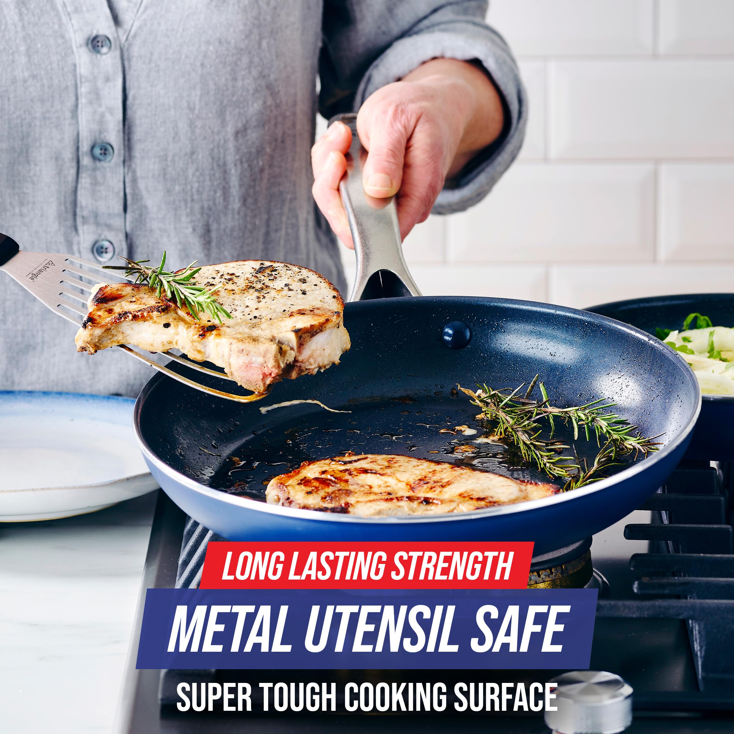Blue Diamond Frying Pan 8    Skillet, Diamond Infused Healthy Ceramic Nonstick, Pfas And Pfoa-Free, Dishwasher And Oven Safe, Ev