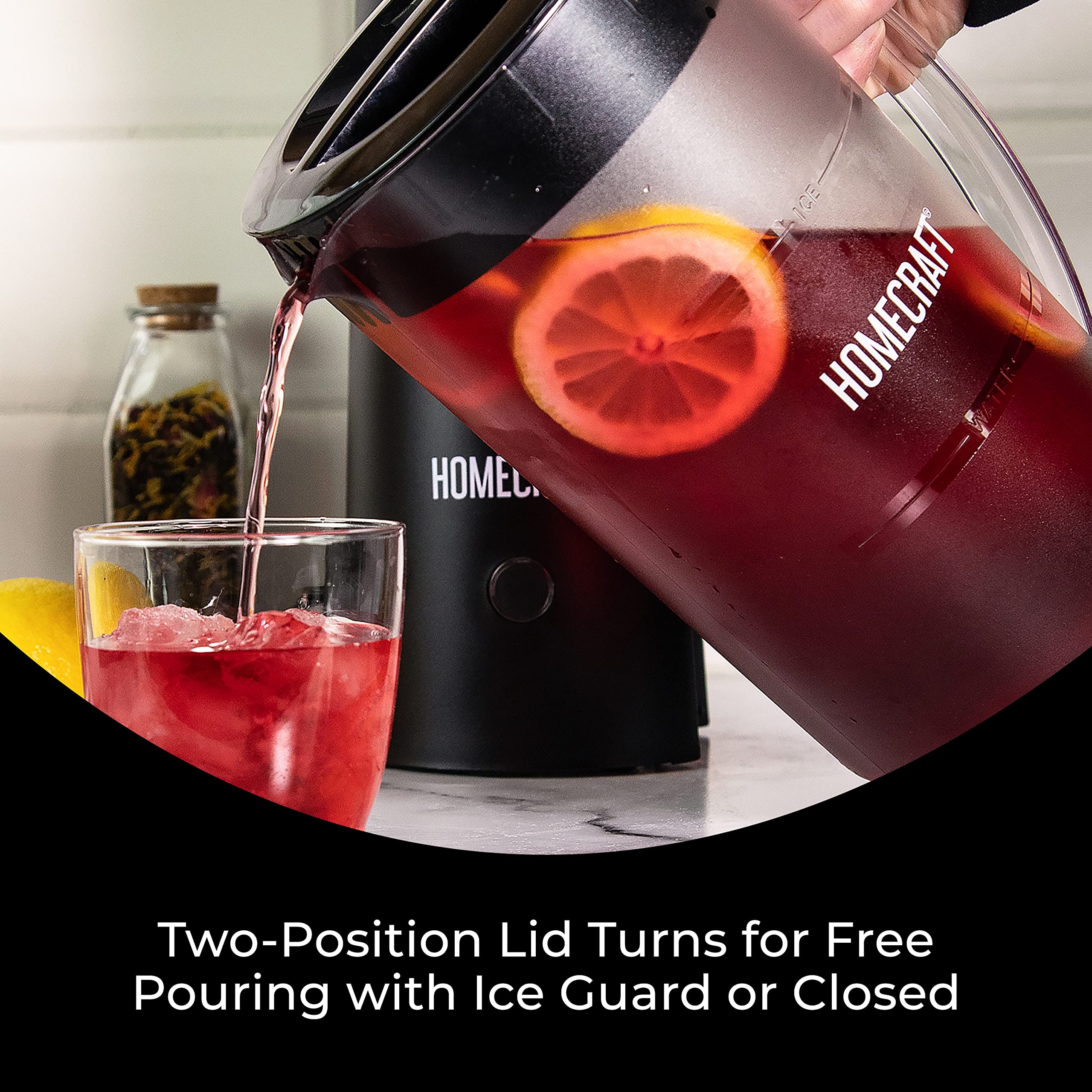 Homecraft Electric Iced Tea Maker For Sweet Tea And Cold Brew Coffee, Double Insulated Pitcher, Black, Small