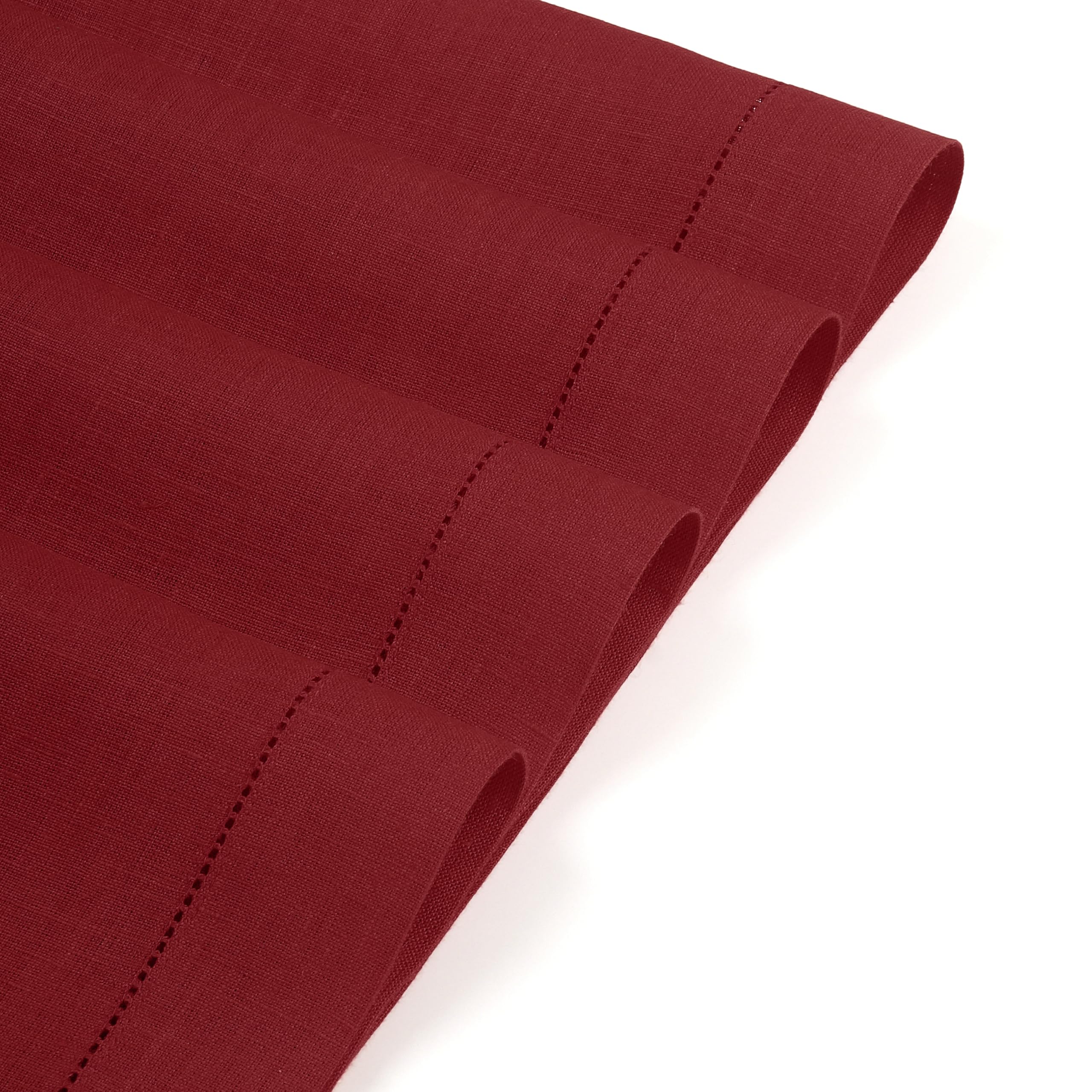 D'Moksha Homes Linen Placemats Set Of 4-100% Pure Linen Red Placemats 14 X 19 Inch - Classic Hemstitch, Washable Red Placemats F