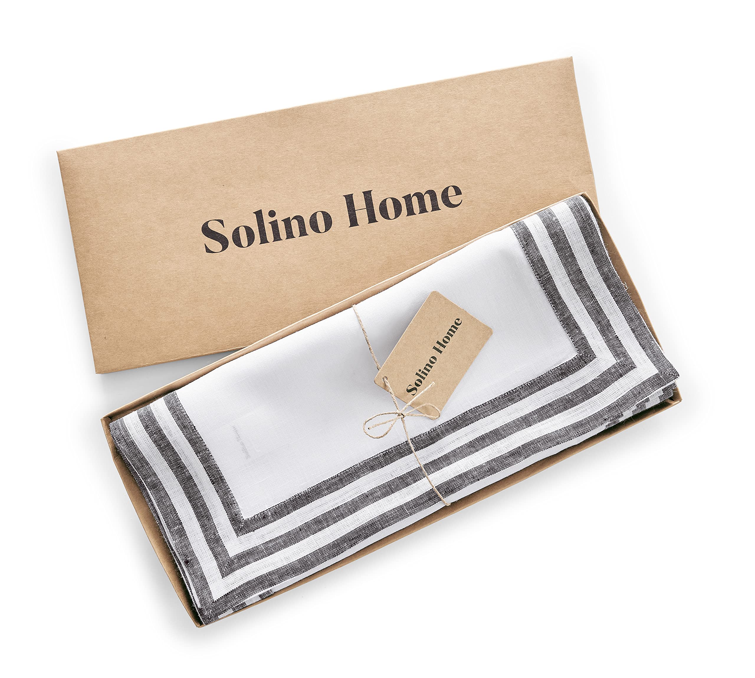 Solino Home Linen Table Runner 108 Inches Long - Mila, 100% Pure Linen Black Table Runner 14 X 108 Inch Ideal For Wedding, Parti