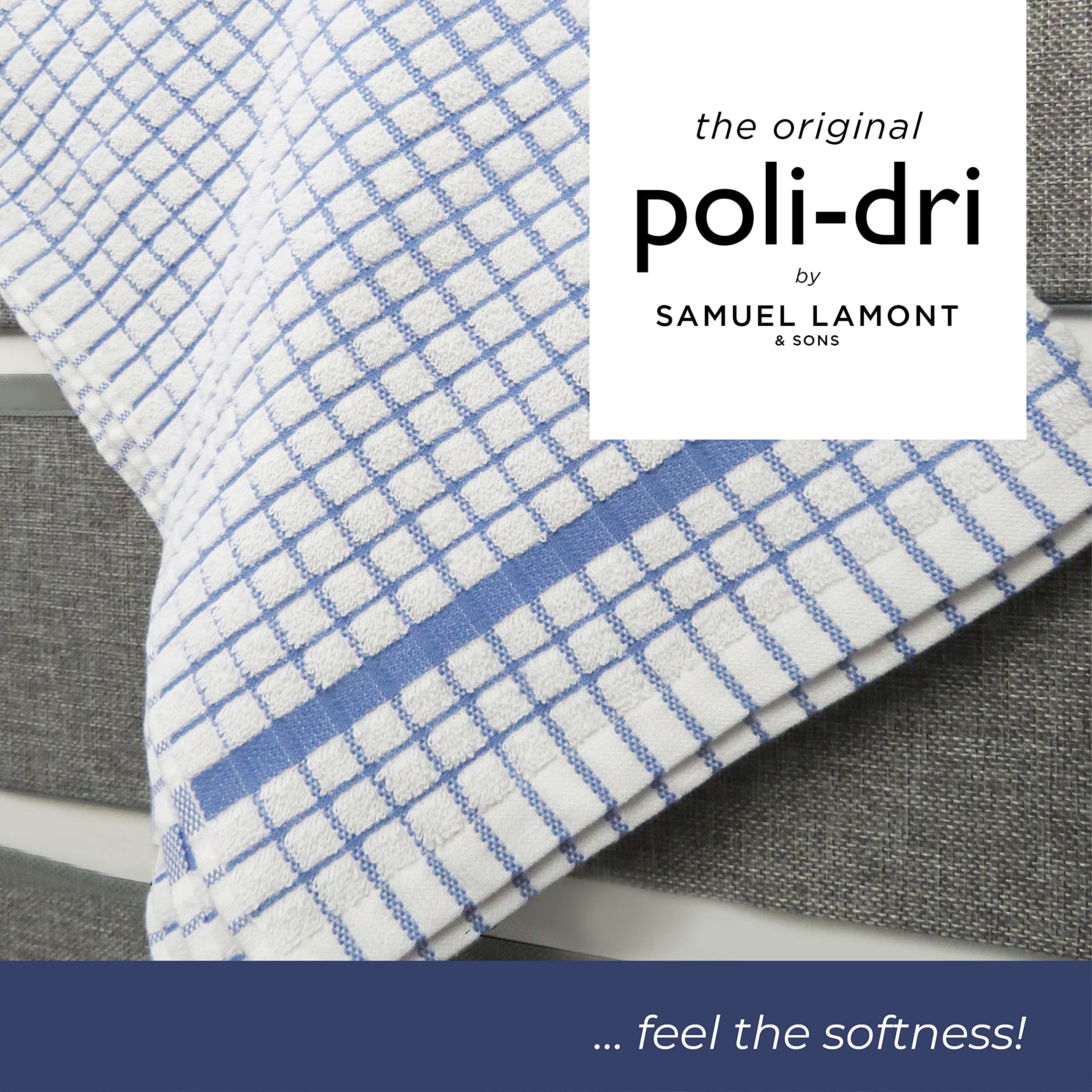 Samuel Lamont Poli-Dri Towel White With Cornflower Blue
