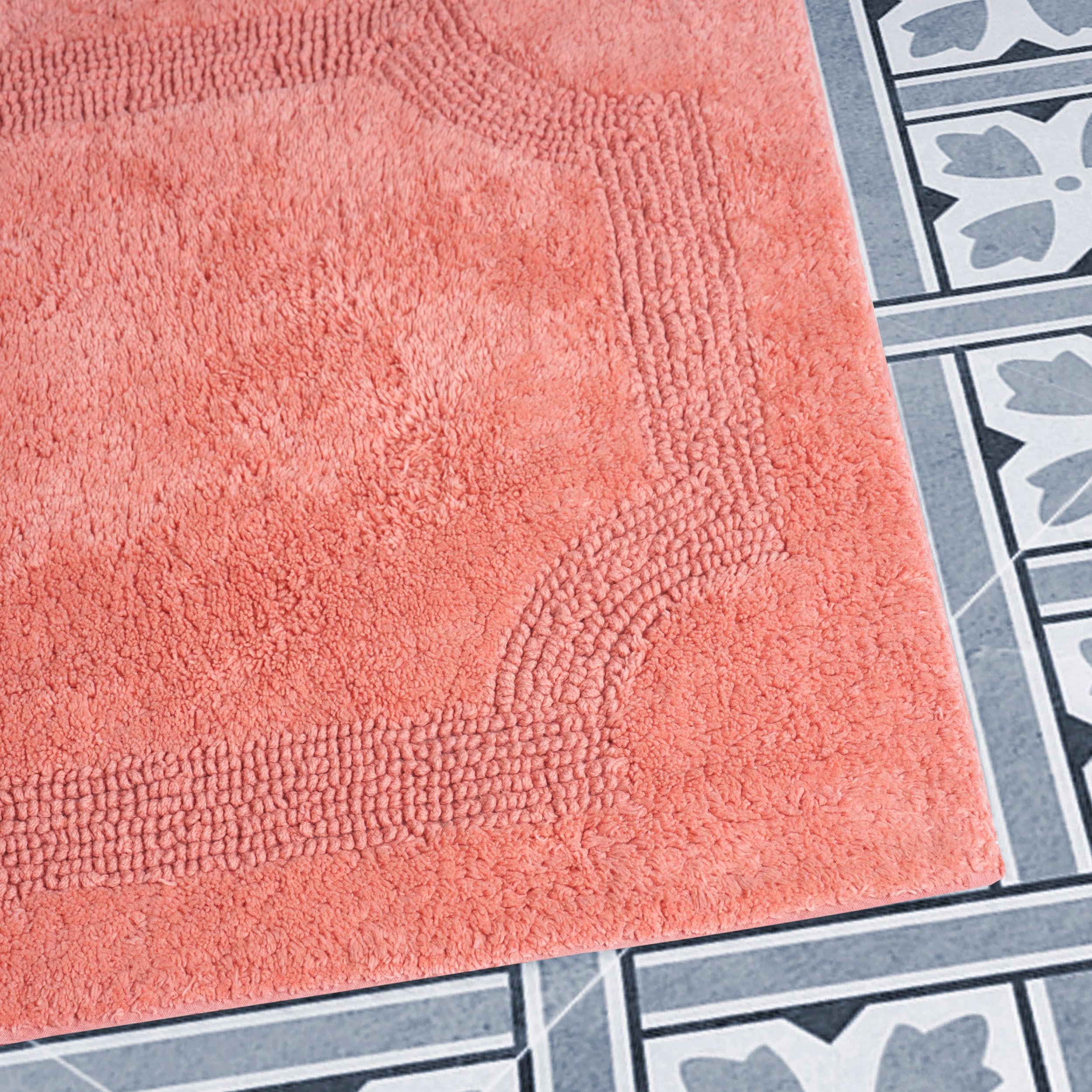 Laura Ashley Reversible Cotton 17 X 24 In. Bath Mat, Coral