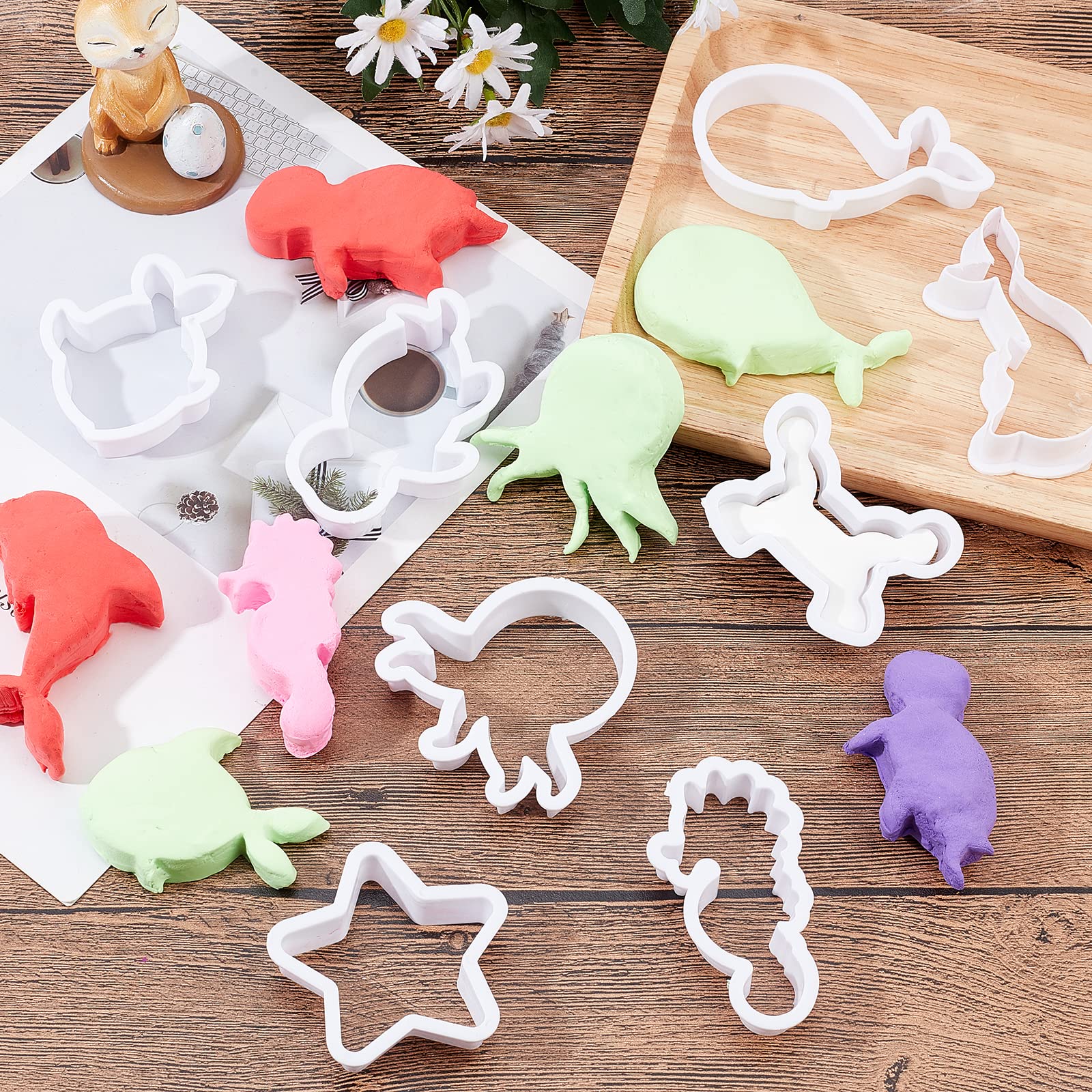 Superfindings 8 Styles Plastic Cookie Cutters Ocean Cookie Cutters Polymer Clay Cutters Marine Animal Clay Cutter White Marine L