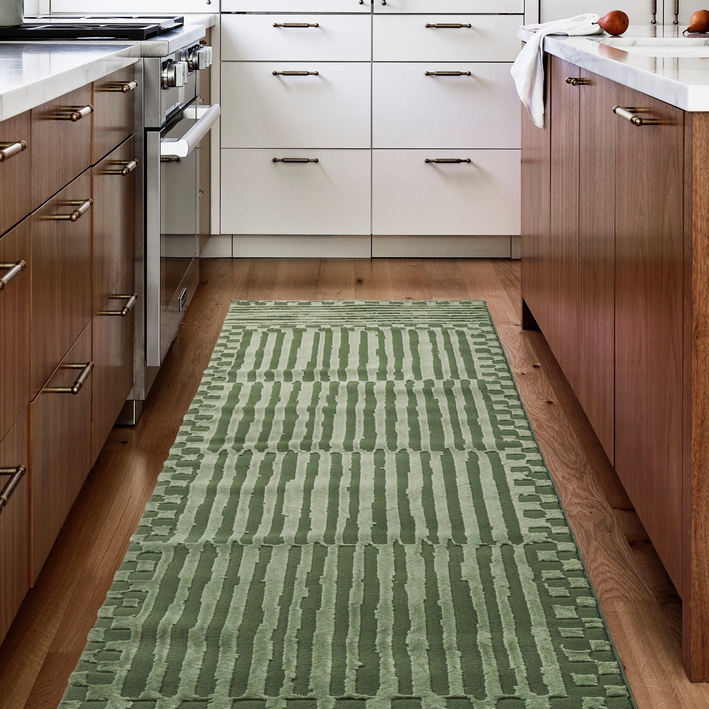 Revival Rugs Soloba 67x9 Washable Area Rug for Living Room Bedroom - 100% Recycled Oeko-TEX Certified, Medium Pile, Green