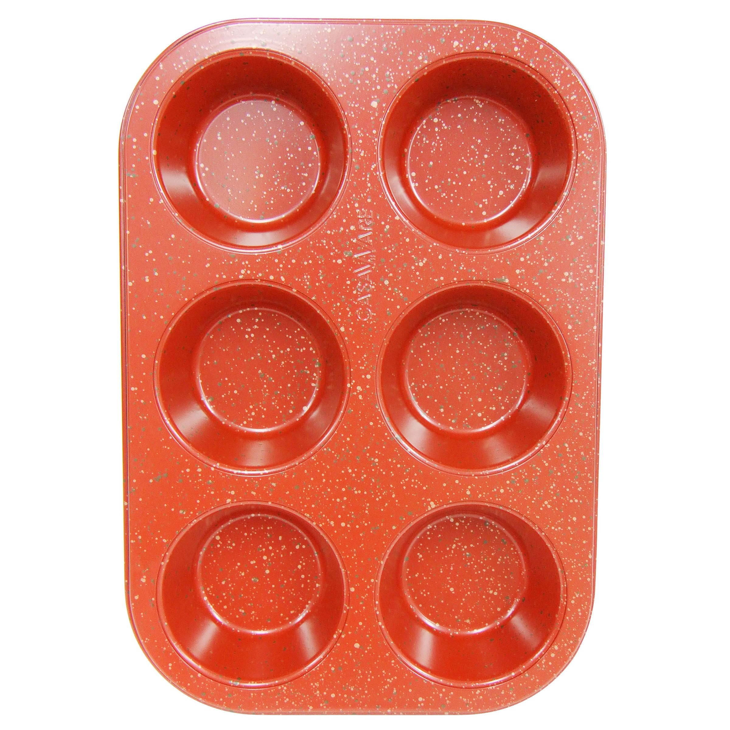 Casaware Toaster Oven 6 Cup Muffin Pan Nonstick Ceramic Coated (Red Granite)