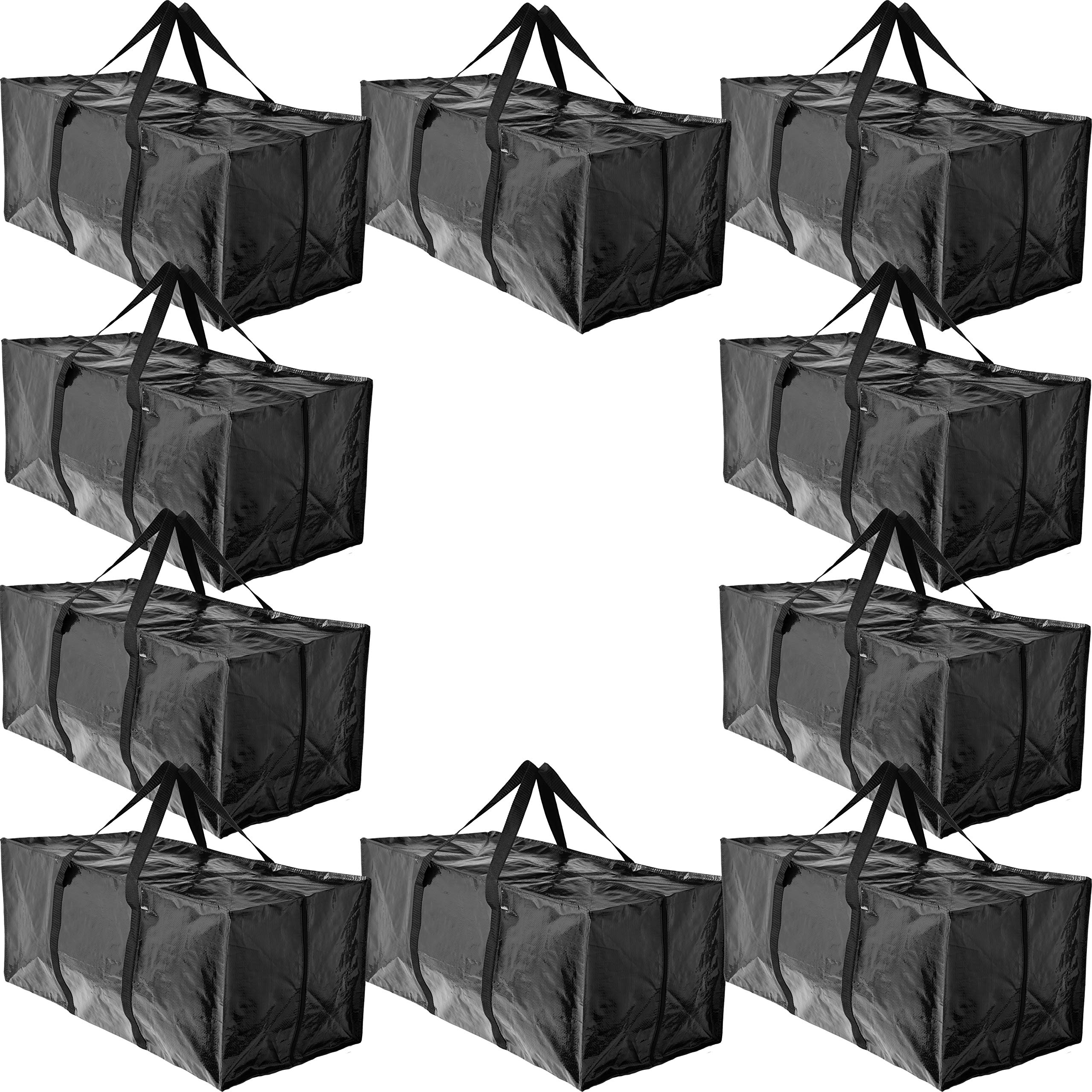 Bag-That! 10 Moving Bags, Heavy Duty Extra Large Stronger Handles Wrap Around Bag Storage Totes Zippered Reusable Moving Supplie