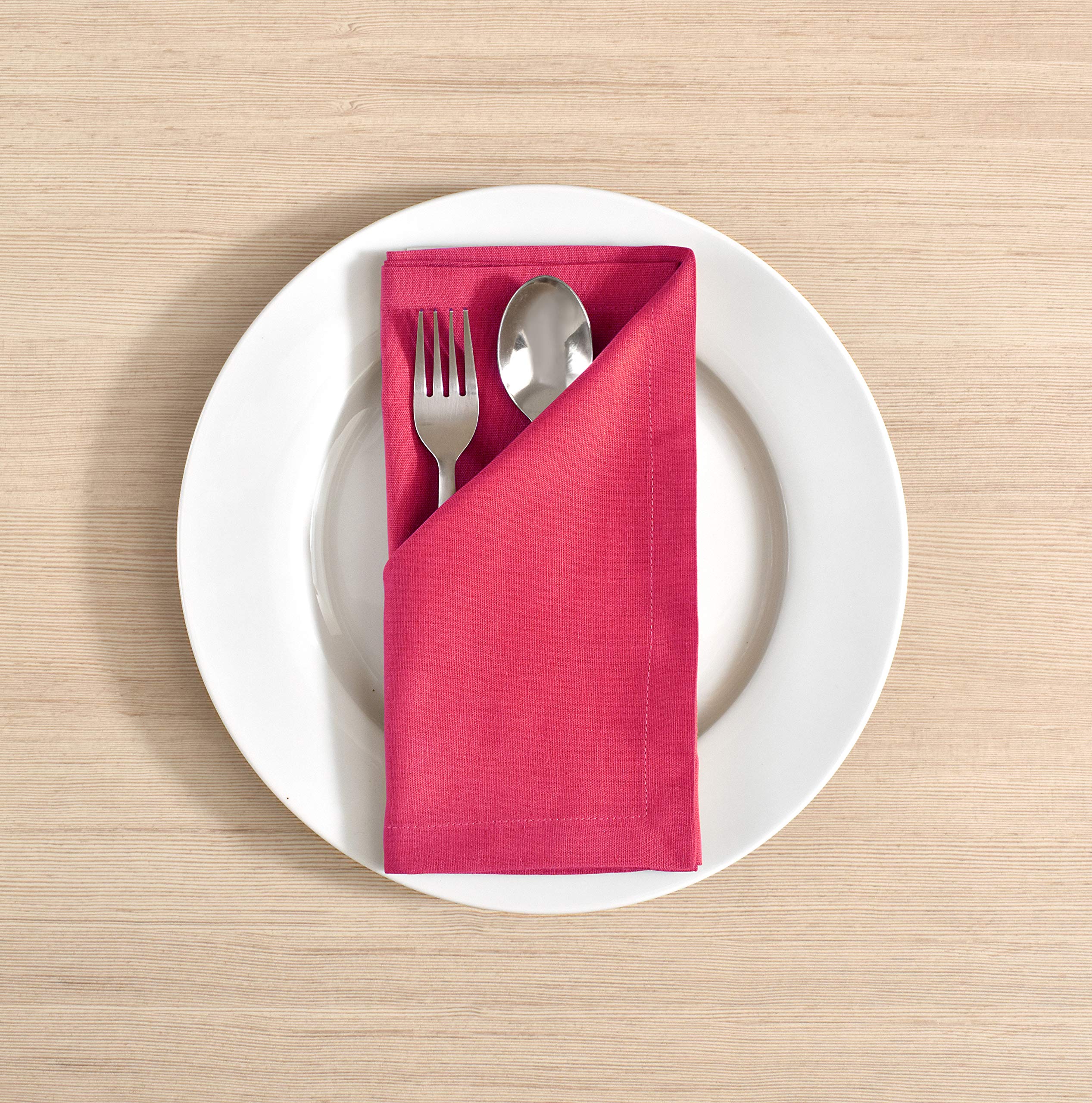 Fingercraft Dinner Cloth Napkins, Cotton Linen Blend Fabric 12 Pack, Premium Quality, Mitered Corners For Every Day Use Napkins