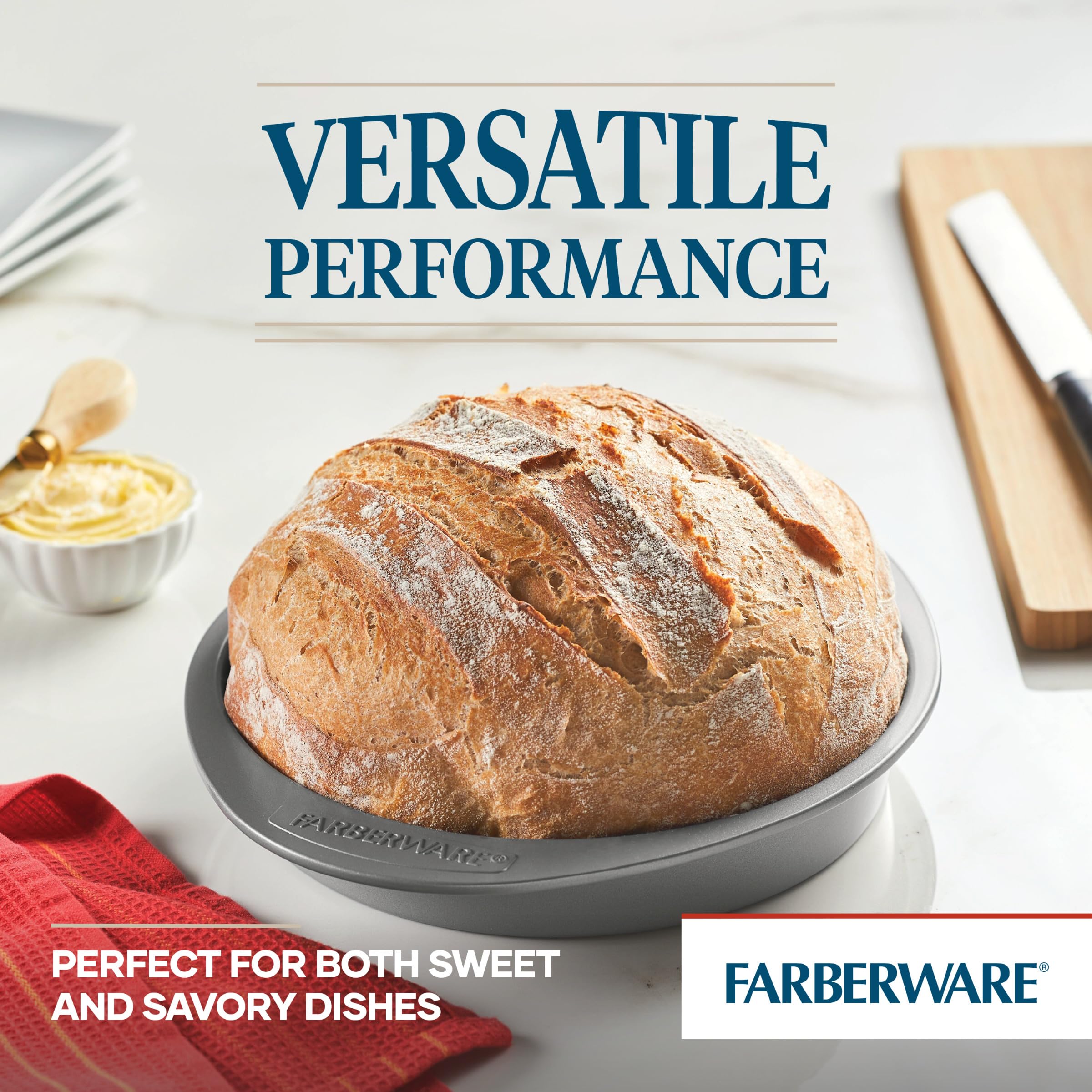 Farberware Nonstick Bakeware Baking Pan / Nonstick Cake Pan, Round - 9 Inch, Gray, 1 Count (Pack Of 1)