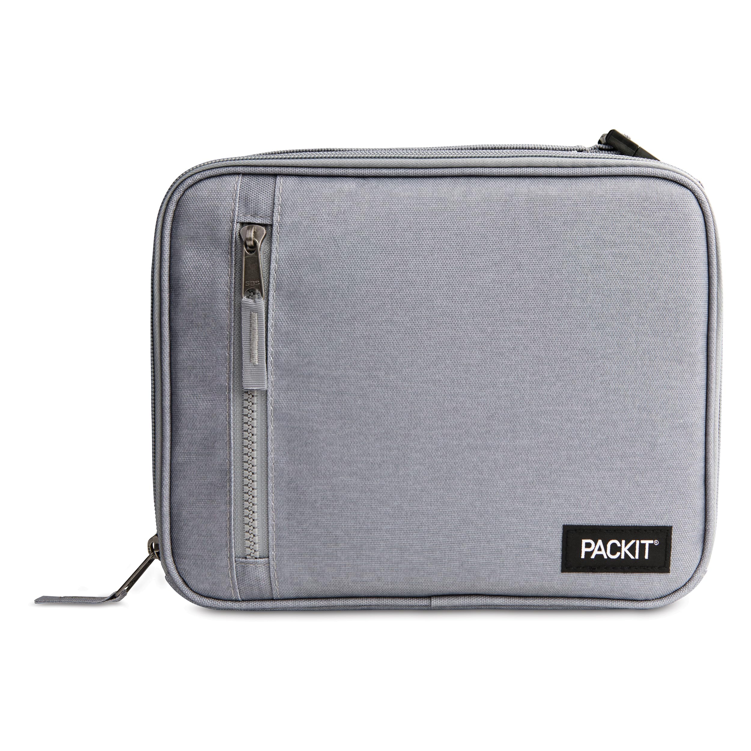 Packit Freezable Classic Lunch Box, Gray Fog, Built With Ecofreeze Technology, Collapsible, Reusable, Zip Closure With Front Poc