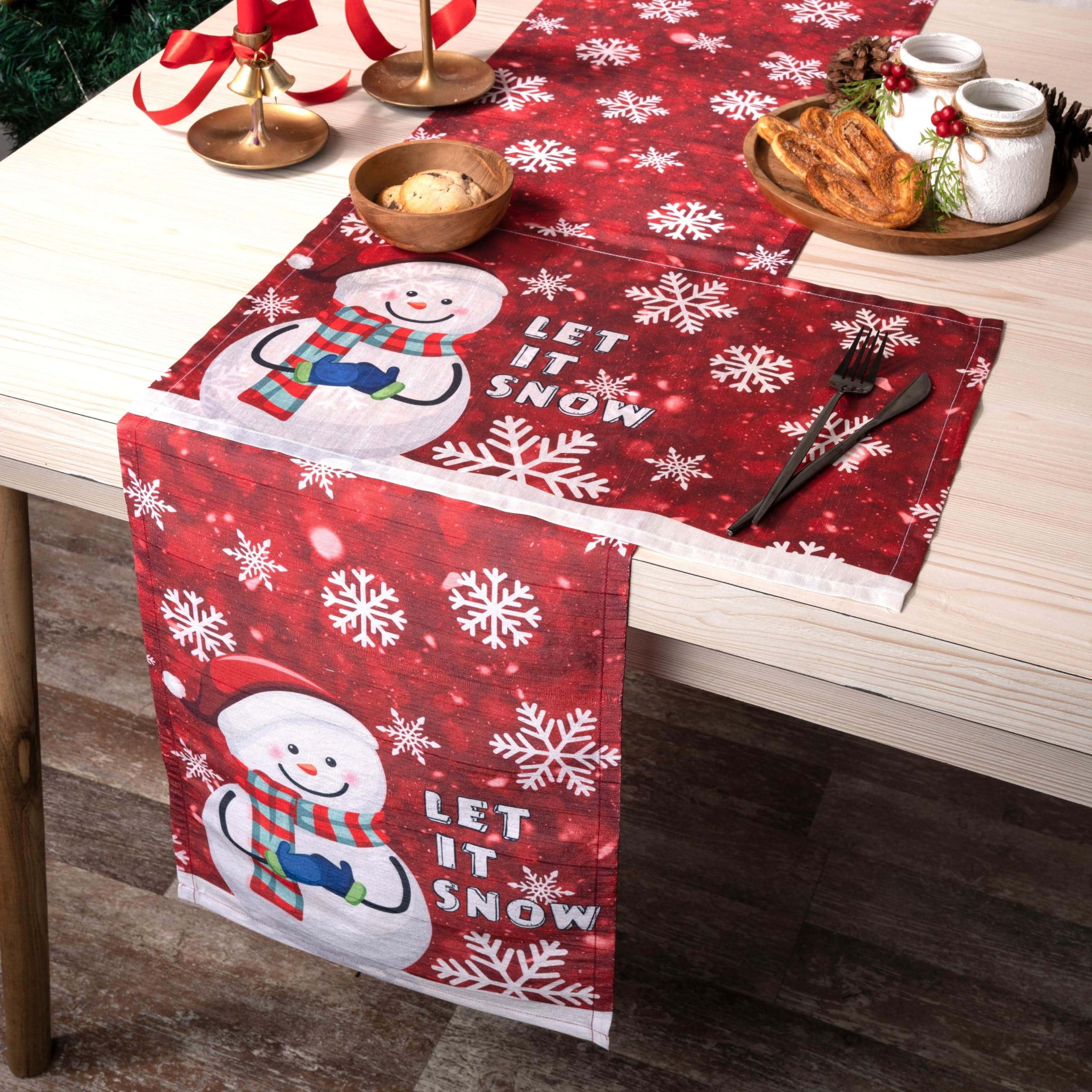 D'Moksha Homes Christmas Placemats, Vegan Silk, Let It Snow Placemats 13 X 18 Inch Set Of 4, Xmas Placemats In Gift Friendly Pac