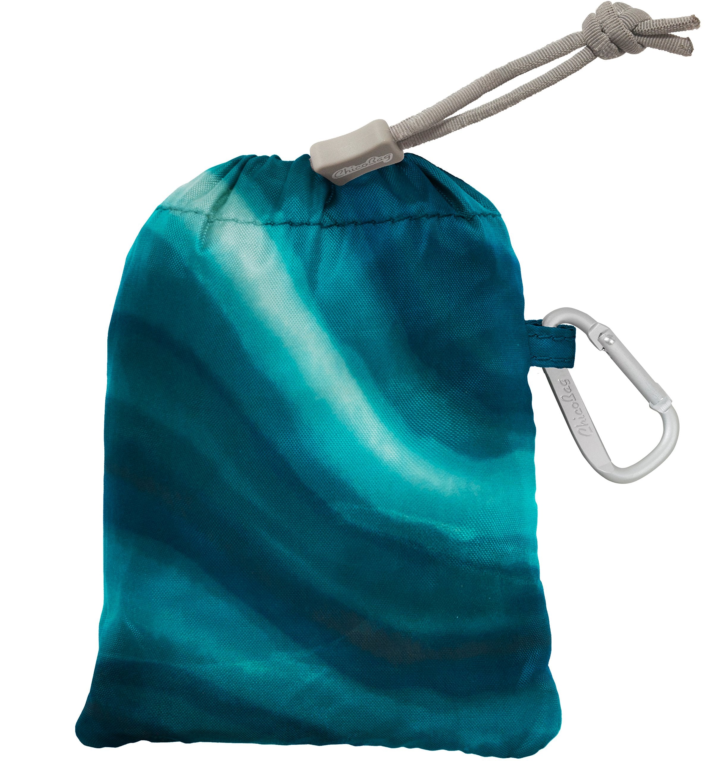 Chicobag Vita Designer Reusable Tote Bag With Carabiner Clip | Compact Reusable Shopping Bags | Eco Friendly | Peacock Bandana