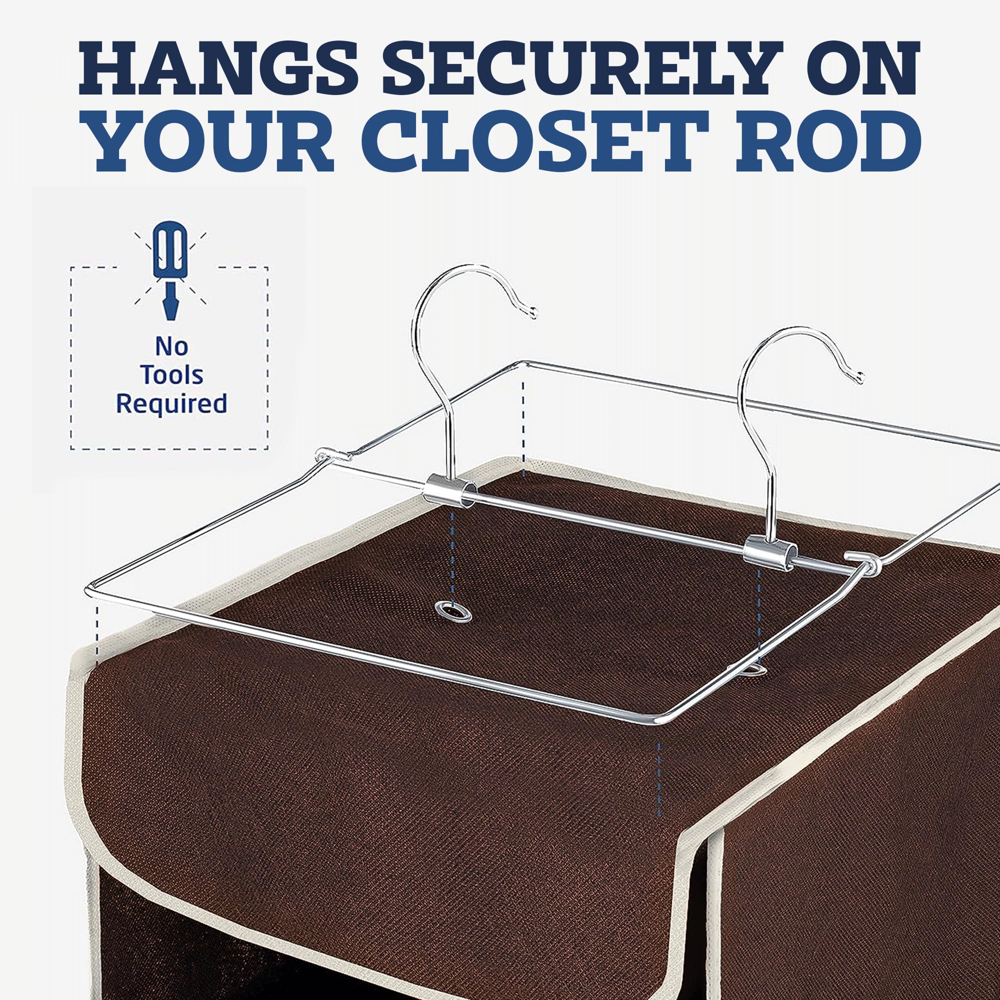 Zober Hanging Closet Organizer, 5-Shelf - Hanging Storage Organizer Shelves For Clothes, Towels, Toys - College Dorm Room, Nurse
