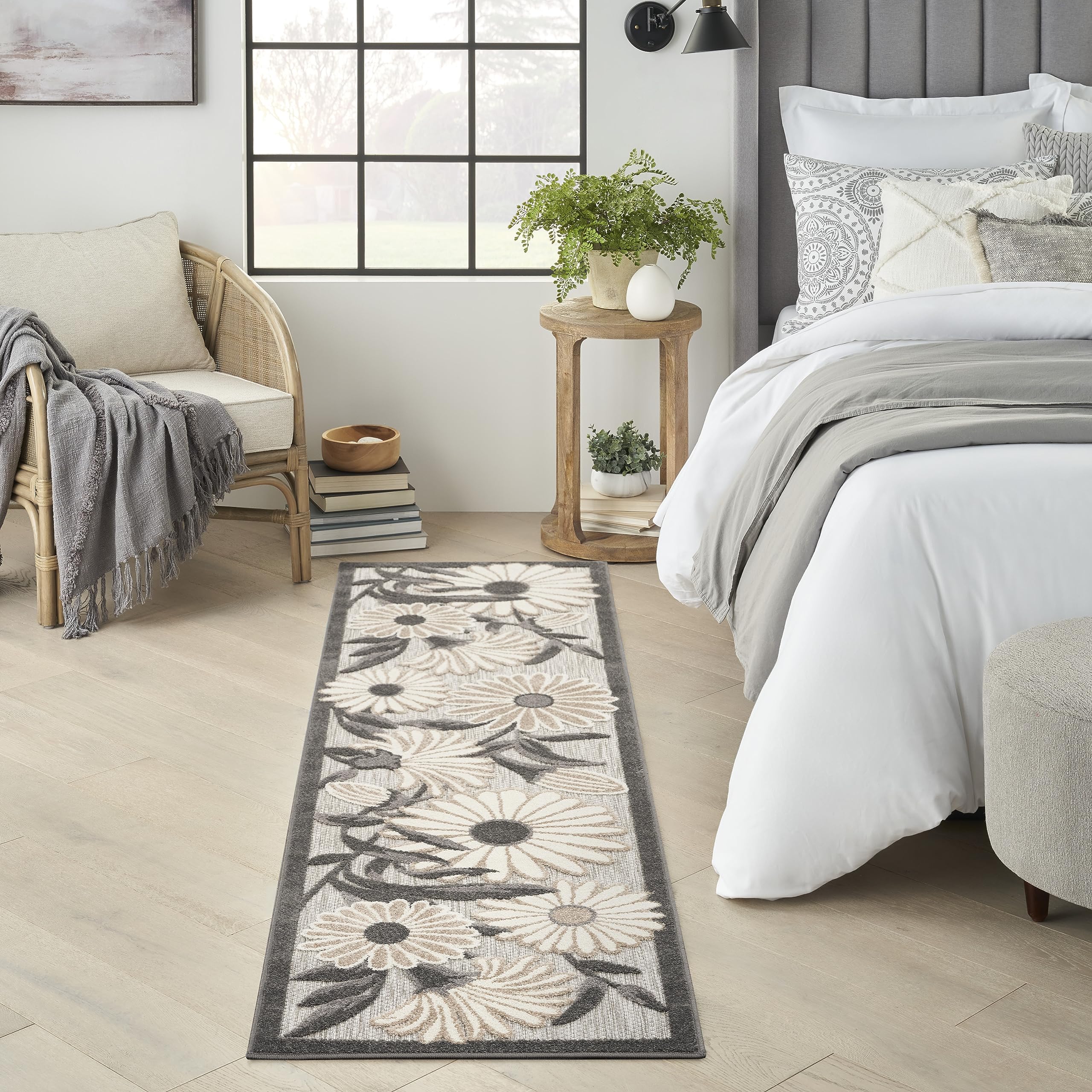 Nourison Aloha Beige 2 x 6 Area Rug Easy Clean, Non Shedding, Bed Room, Living Room, Dining Room, Kitchen (6 Runner)