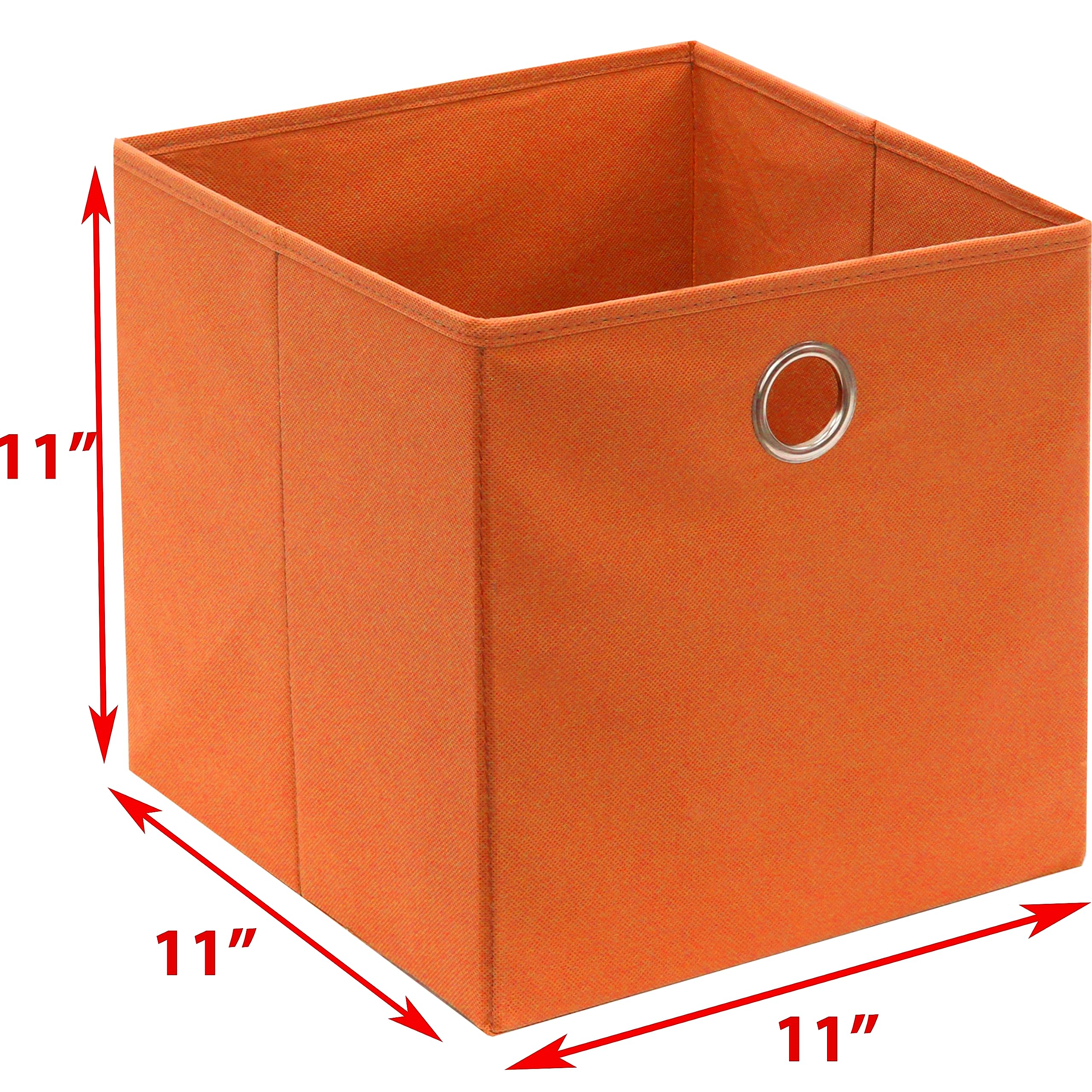 Simple Houseware 6 Pack Foldable Cube Storage Bin With Handle,, Orange