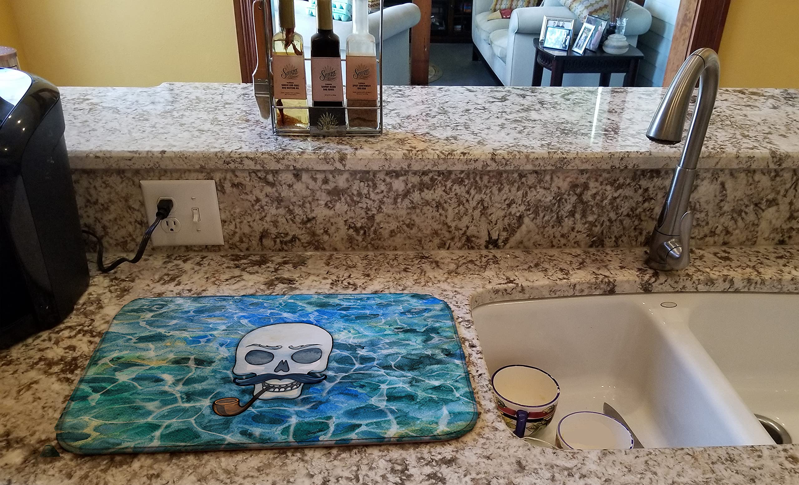 Skeleton Skull Pirate Dish Drying Mat BB5345DDM