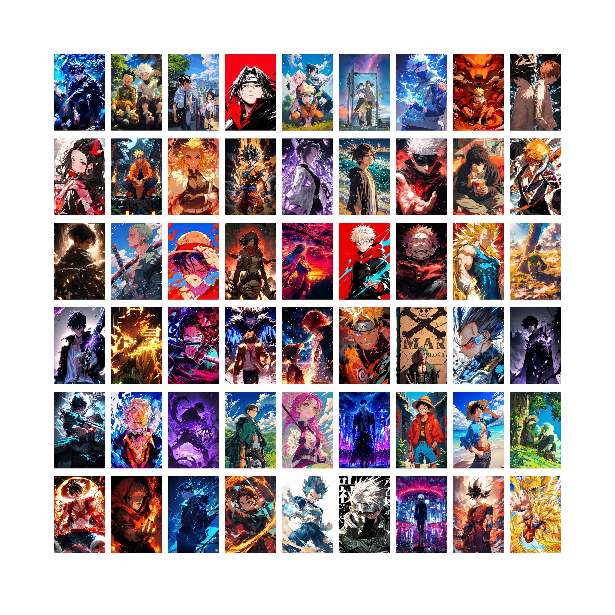 Wallgasm Anime poster Set of 54, 4 x 6 Inches Posters: Dragon Ball Z, Naruto, Death Note, One Piece, Attack on titans - | Aesthe