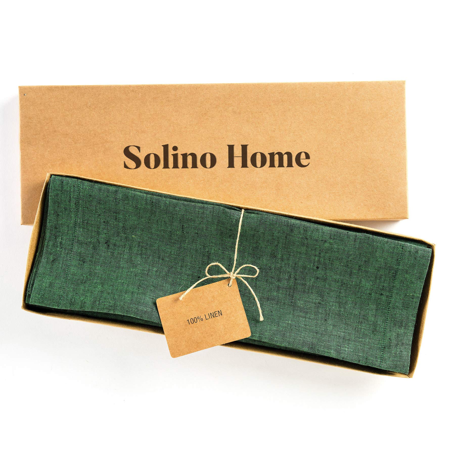 Solino Home Linen Placemats 19'' L X 14'' W Inch - 100% Pure Linen Forest Green Cloth Placemats Set Of 4 - Athena, Washable Fabr