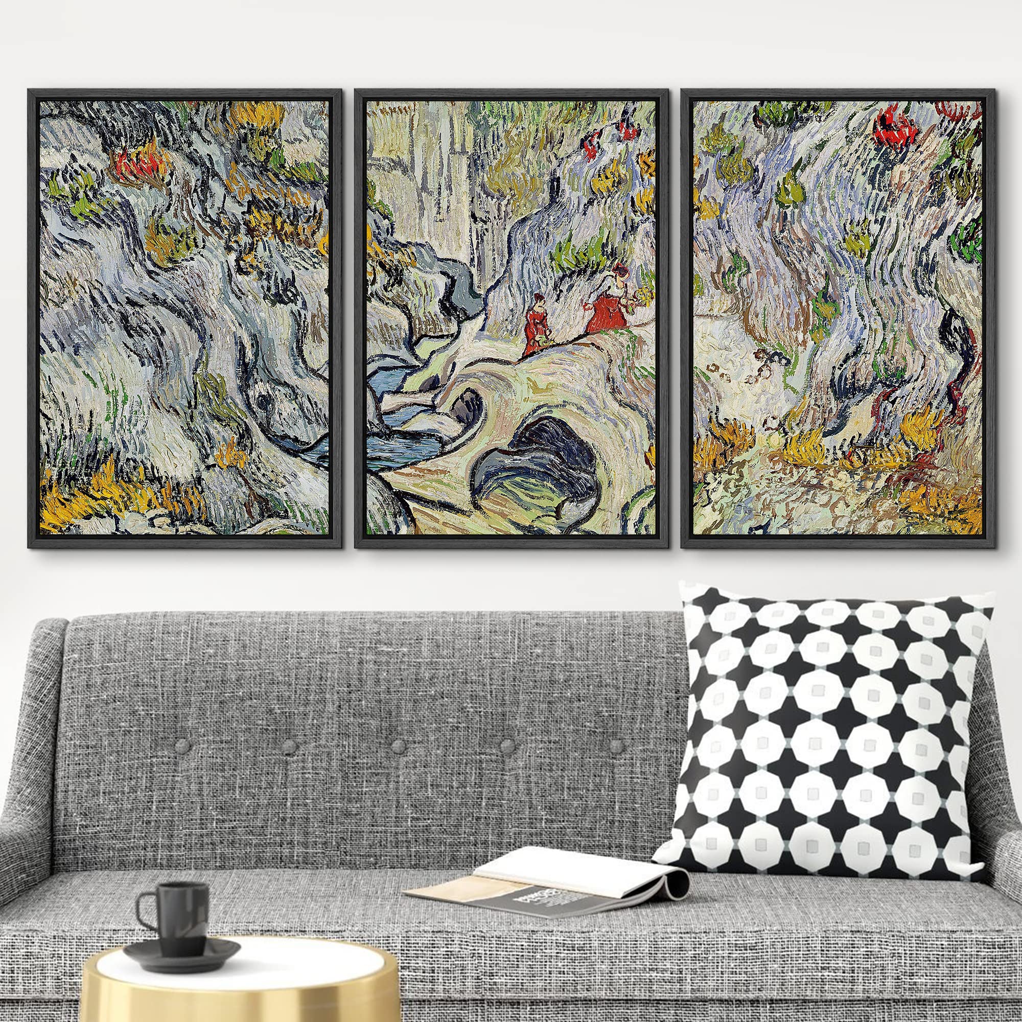 Wall26 Framed Canvas Print Wall Art Set A Path Through A Ravine Vincent Van Gogh Classical Illustrations Fine Art Decorative His