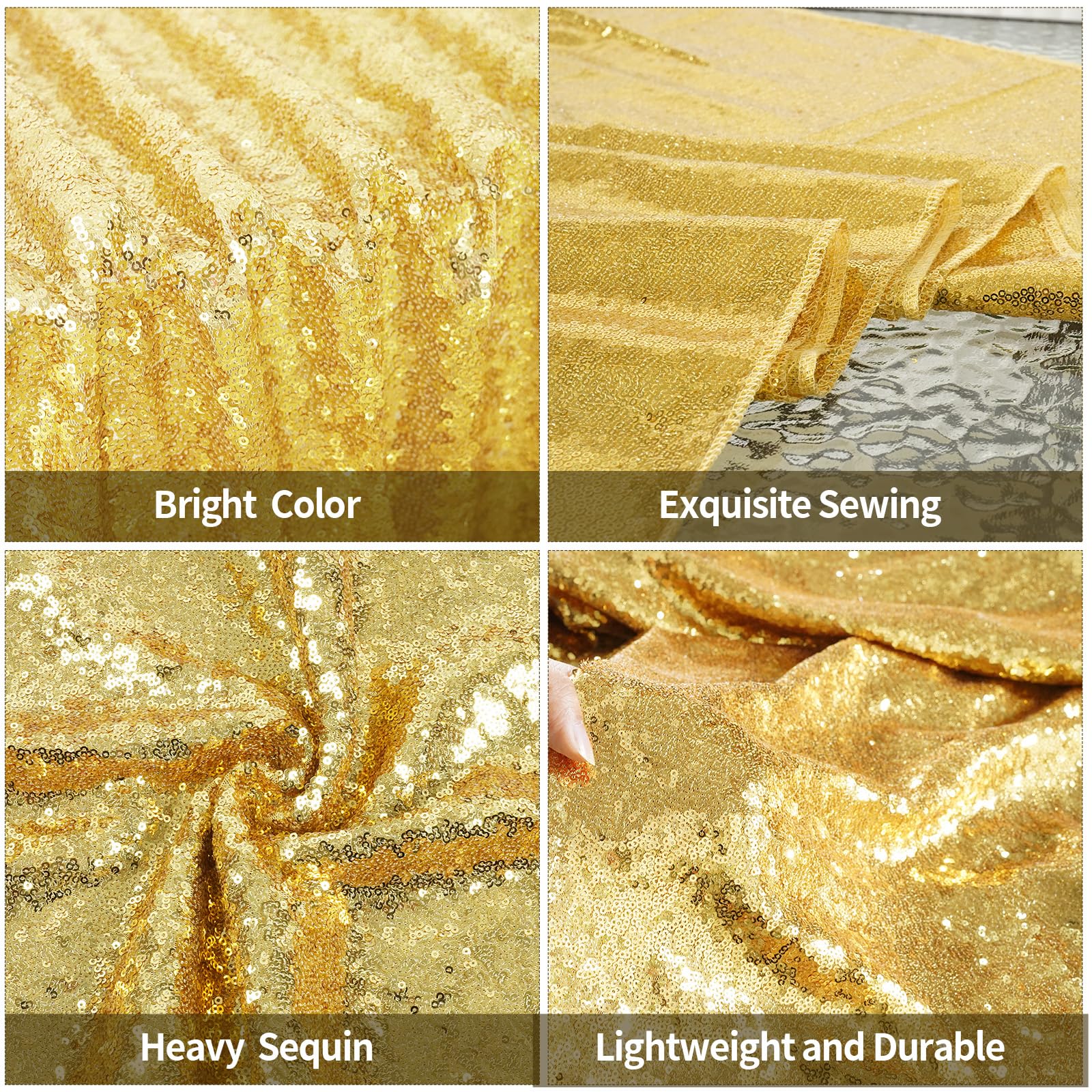 Partydelight 12 Pack 12'' X 60'' Gold Sequin Table Runner For Wedding, Party, Bridal Baby Shower, Christmas.