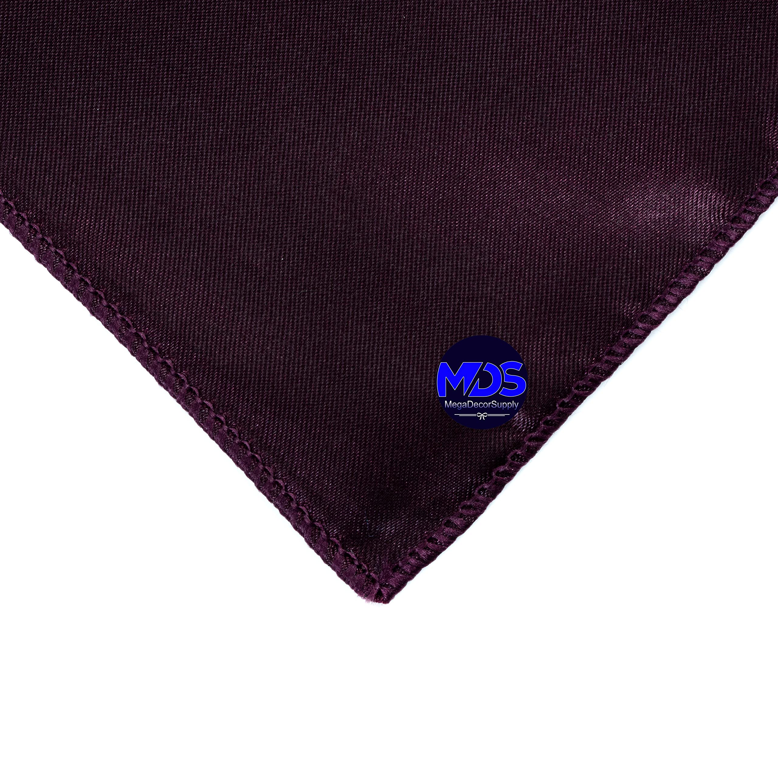 Mds Pack Of 50 Wedding Satin 12''X 12'' Square Dinner Napkin Or Handkerchief For Wedding Banquet Decoration - Plum