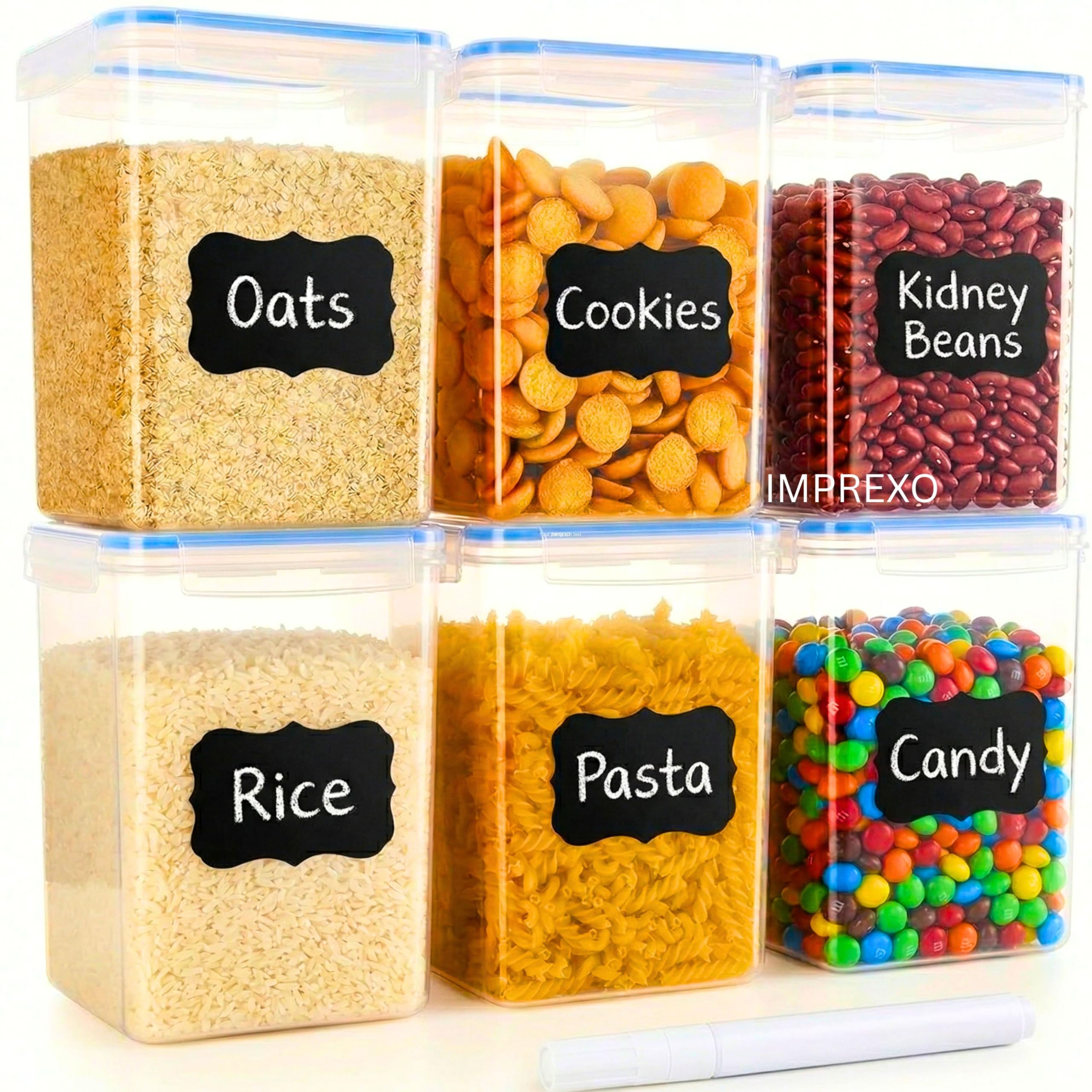 Imprexo Airtight Plastic Containers For Kitchen Storage Containers For Kitchen Airtight Kitchen Containers (Pack Of 6, 2900 Ml),