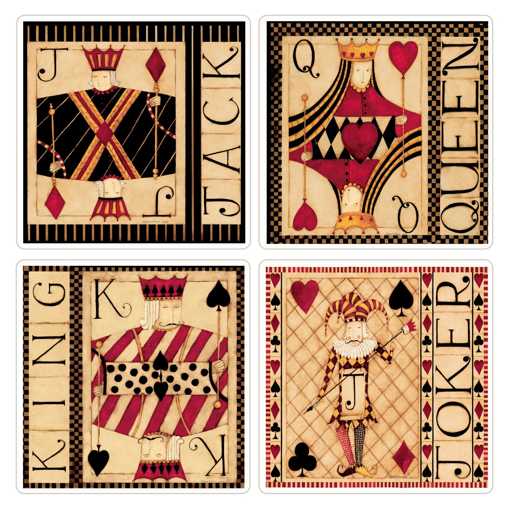 Coasterstone ''Dan Dipaolo-Game Cards Collection'' Absorbent Coasters, 4-1/4-Inch, Set Of 4