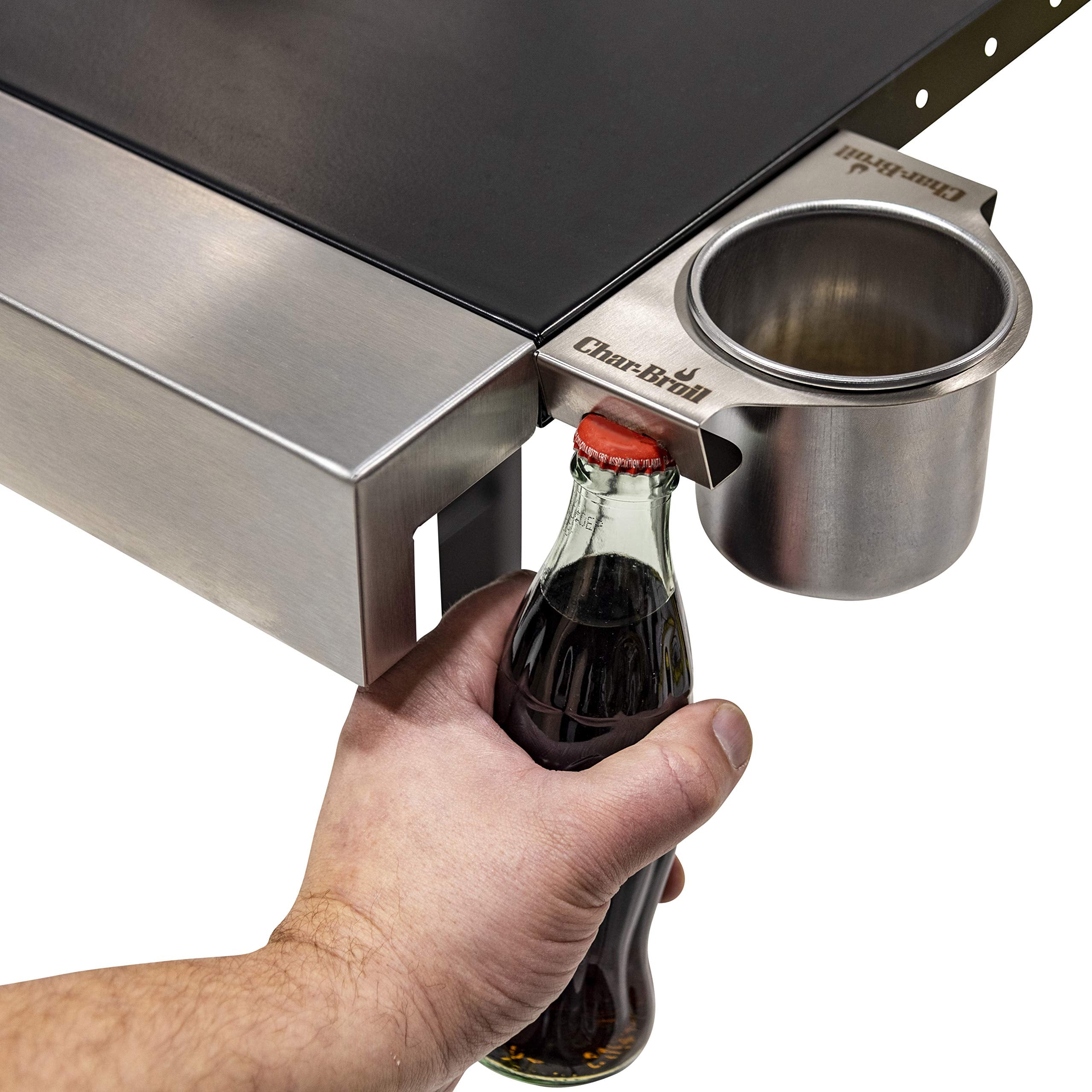 Char-Broil 6428409W06 Gear Trax Combination Cup Holder/Bottle Opener, Silver