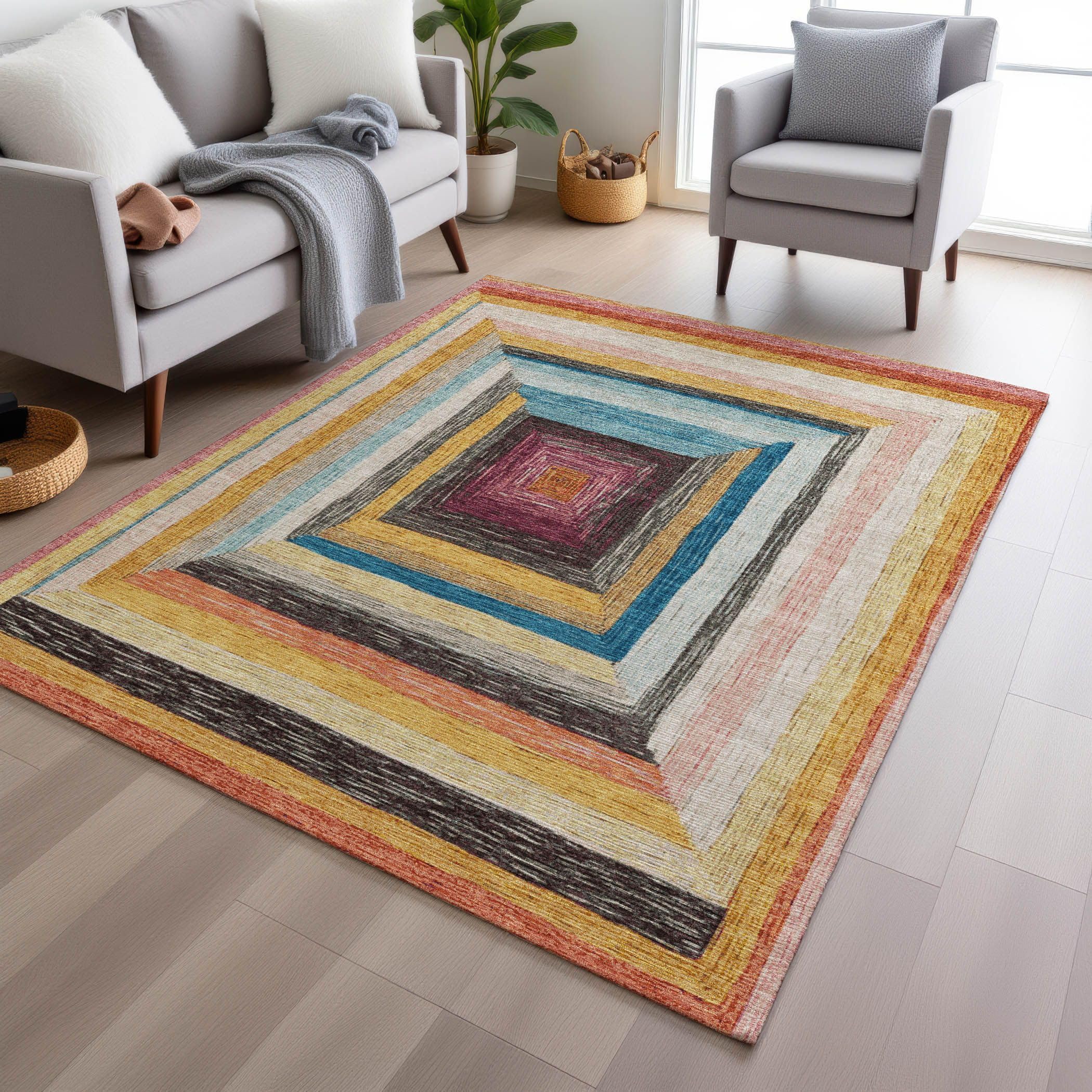Machine Washable Indoor/Outdoor Chantille Honey 10 x 14 Rug