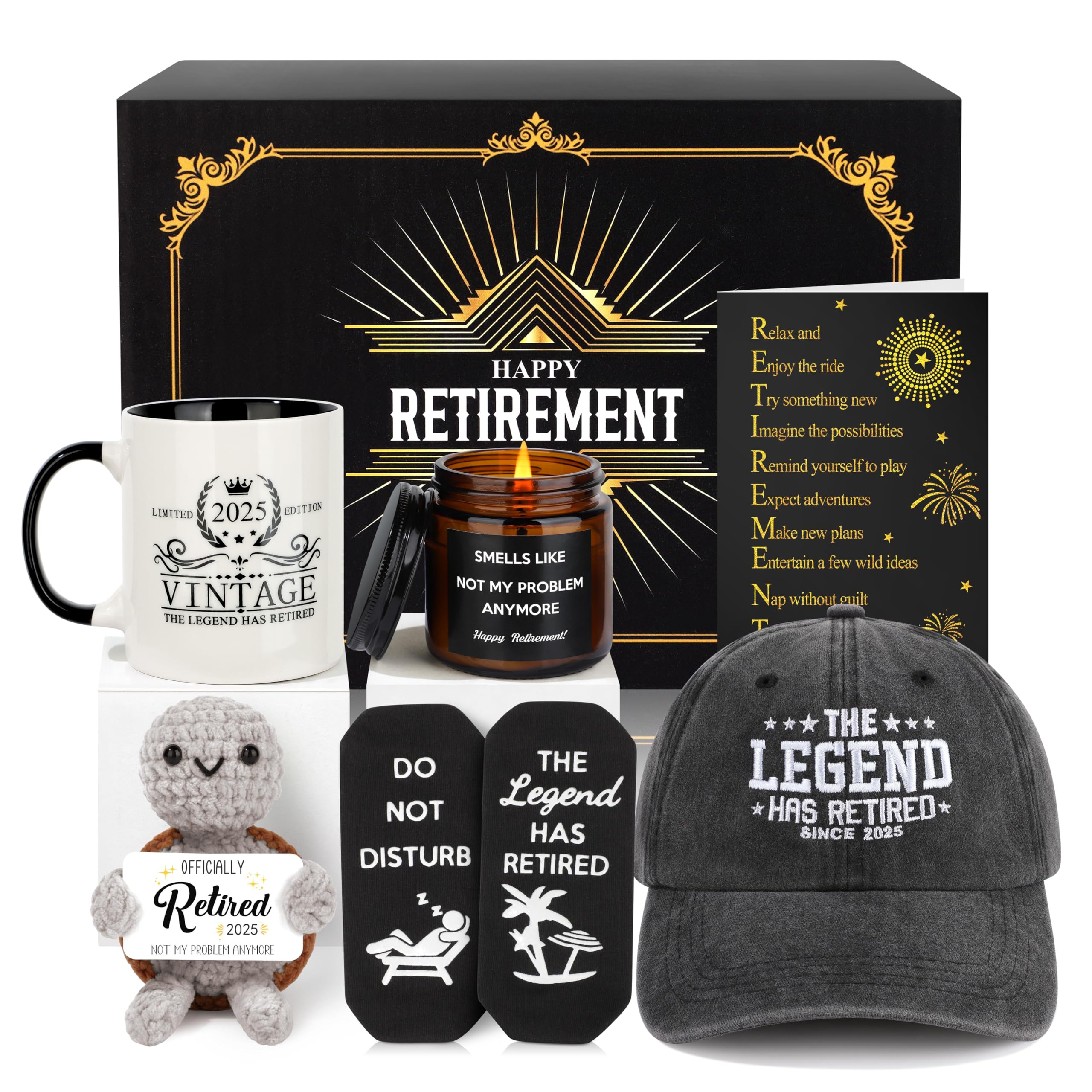 Memgift Retirement Gifts for Men 2025, Retired Gifts for Men, Happy Retirement Decorations Gift for Dad, Grandpa, Coworker, Teac