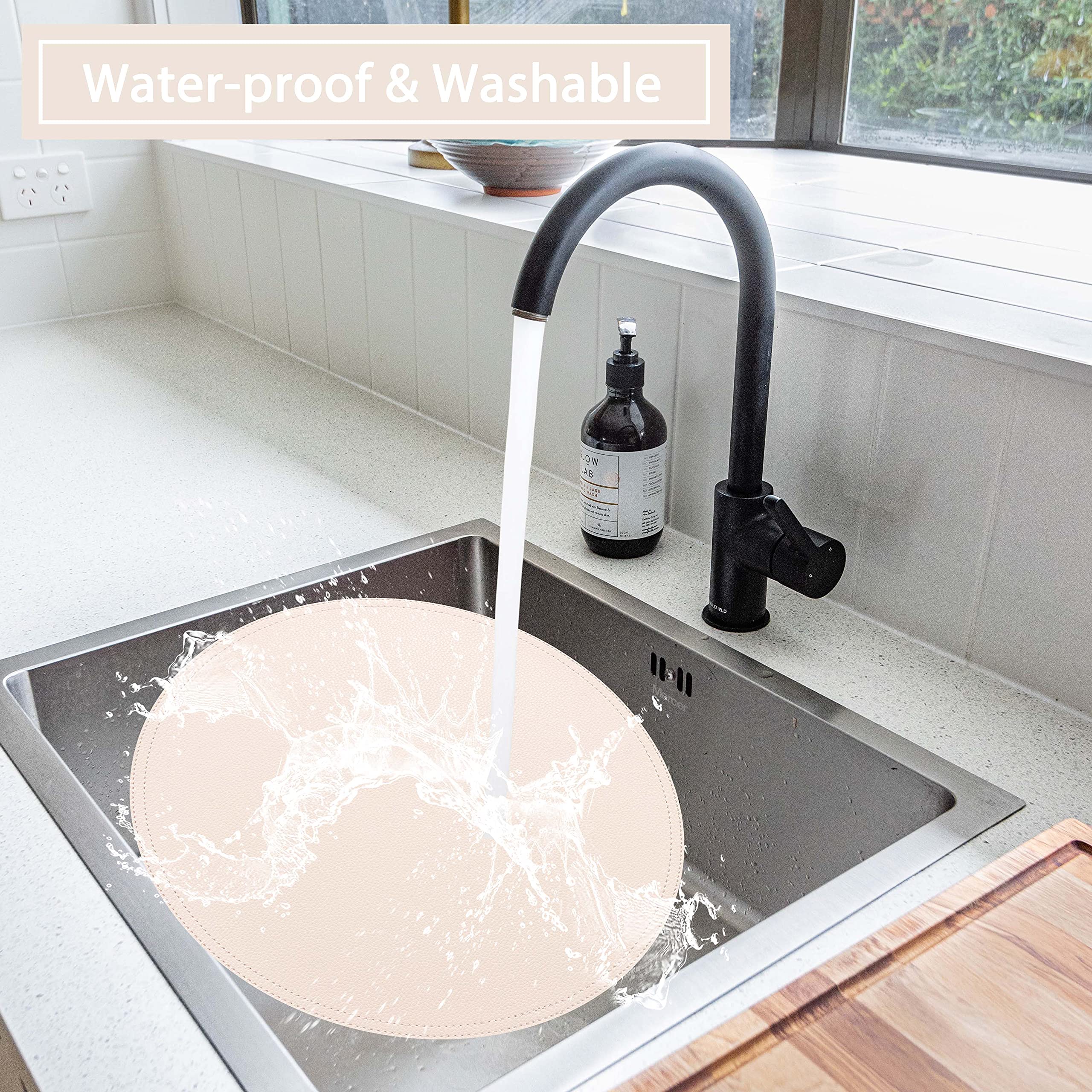 Set Of 6 Faux Leather Round Placemats And Coasters, Coffee Mats Kitchen Table Mats, Waterproof, Easy To Clean For Kitchen Dining