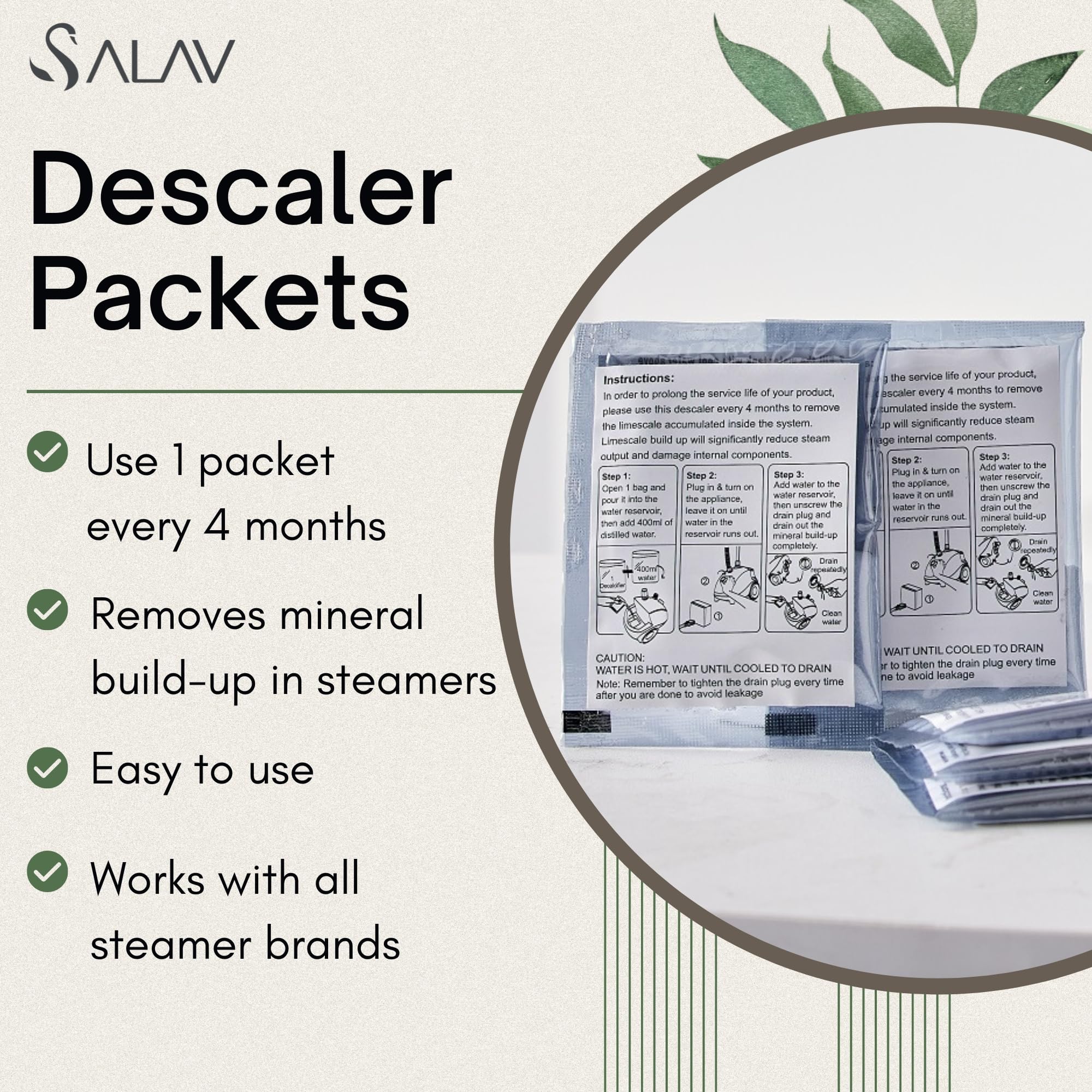 Garment Steamer Descaling Solution Decalcifier Packets For Mineral Deposits And Build-Up Removal, Maintenance For Clothes Steame
