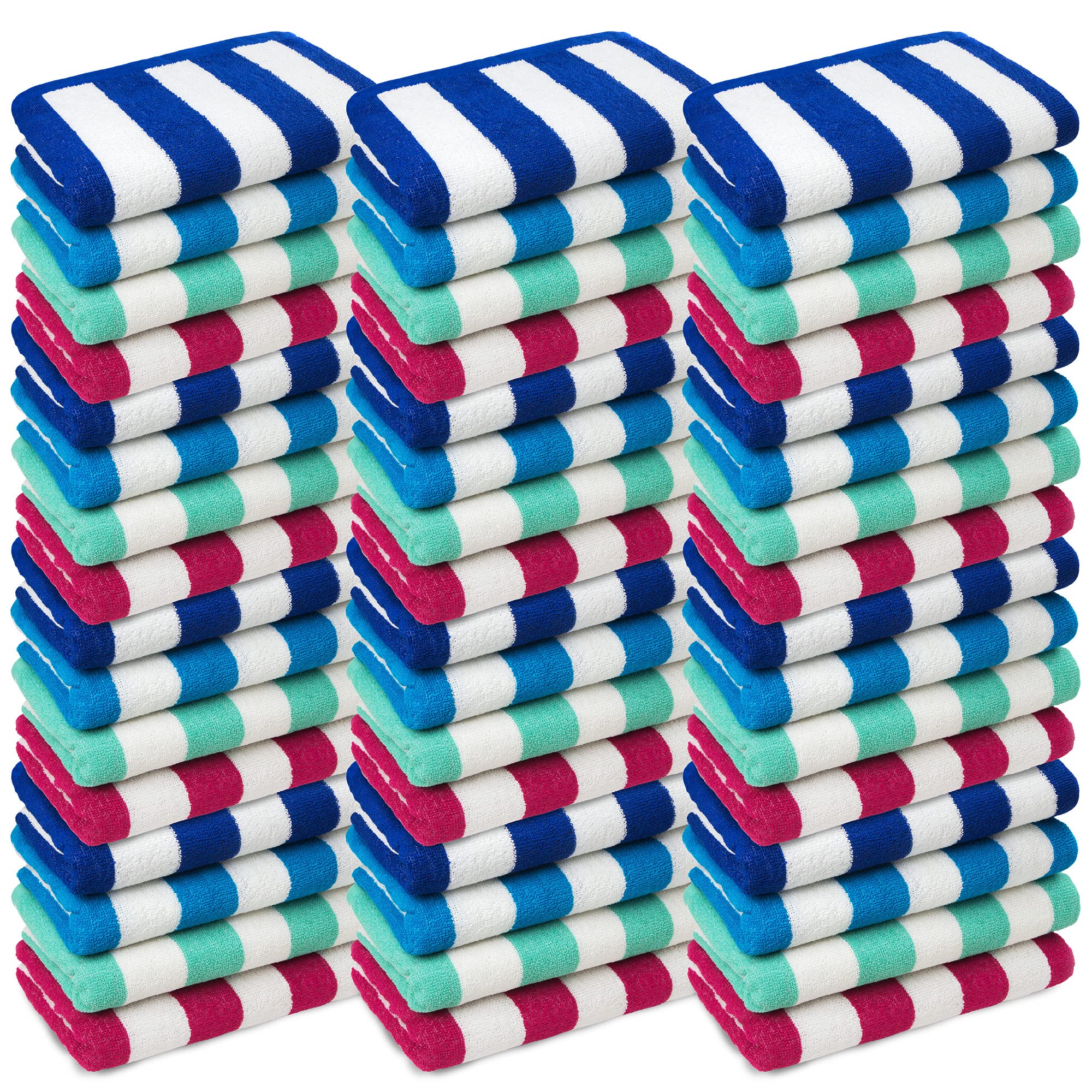 Beachland Classic Cabana Stripe Beach Towel - 30 X 60 Inch 100% Soft Cotton Terry Resort Style Perfect For  Beach And Pool (Roya