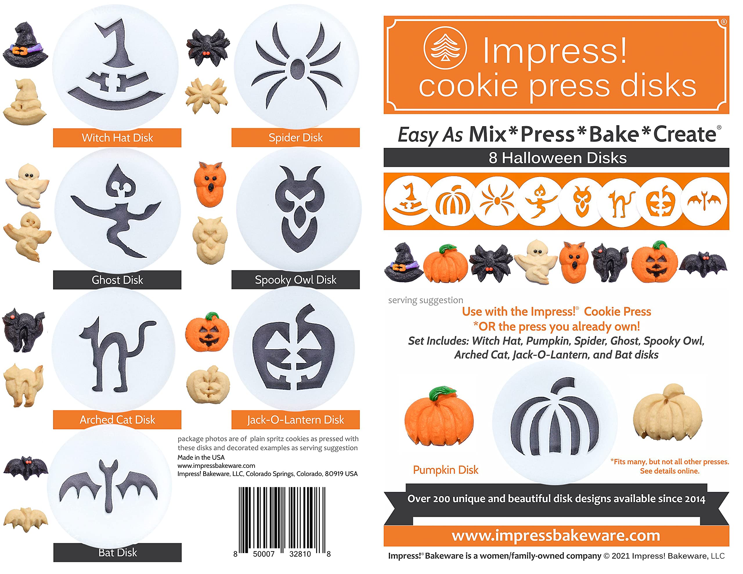 Halloween 8 Disk Set For Cookie Presses