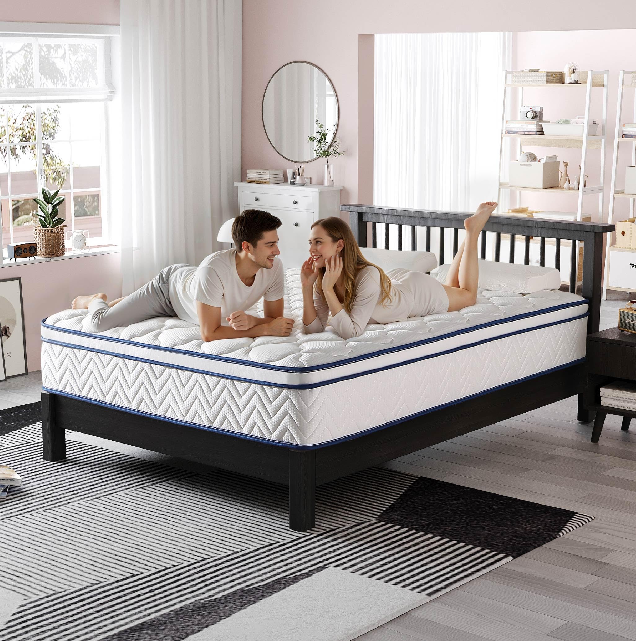 12 Inch King Hybrid Mattress in a Box - Individually Wrapped Coils & Gel Memory Foam for Back Support, Pressure Relief & Motion 