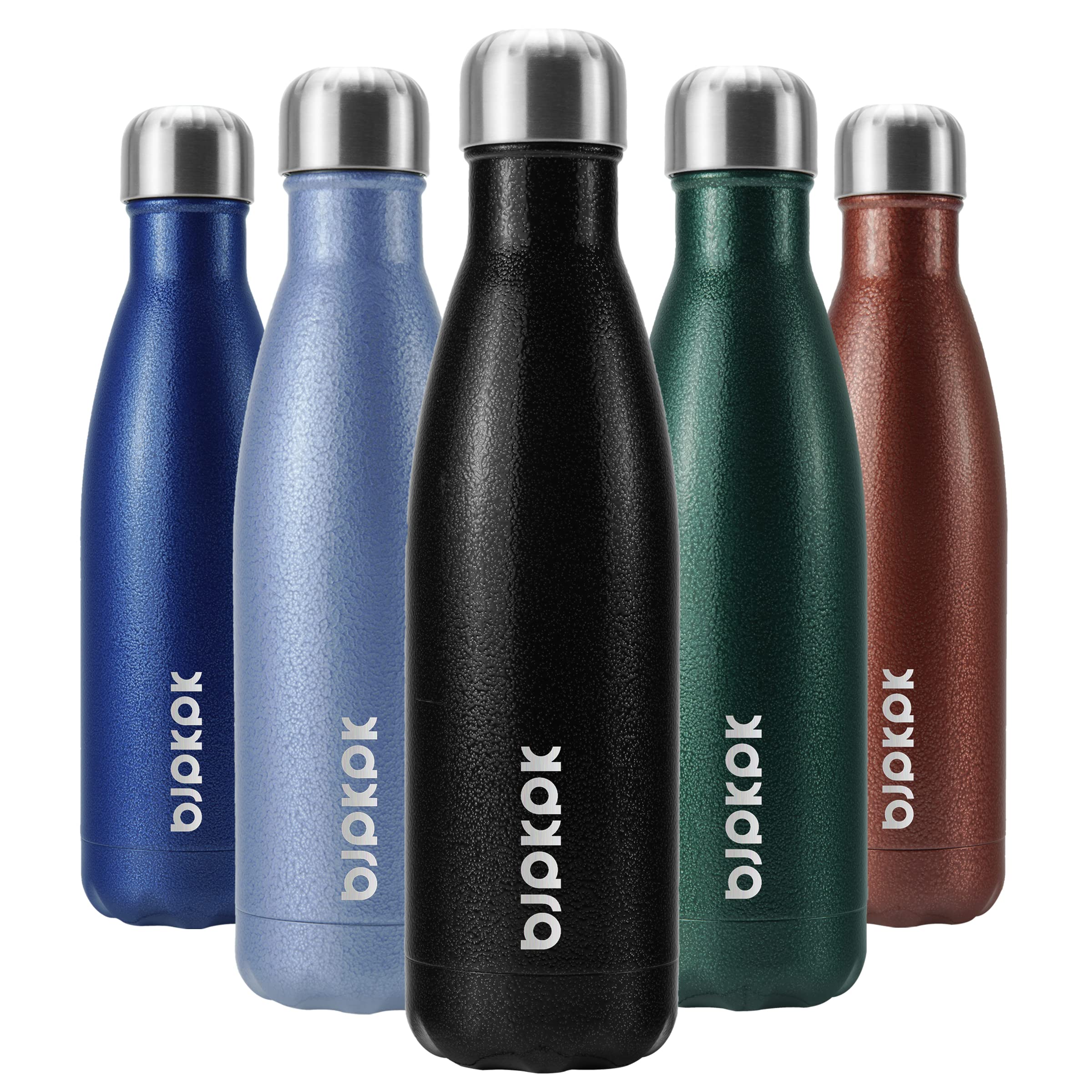 Bjpkpk Insulated Water Bottles 17Oz, Leak Proof Stainless Steel Water Bottle Keeps Cold For 24H And Hot For 12H, Bpa Free Kids W