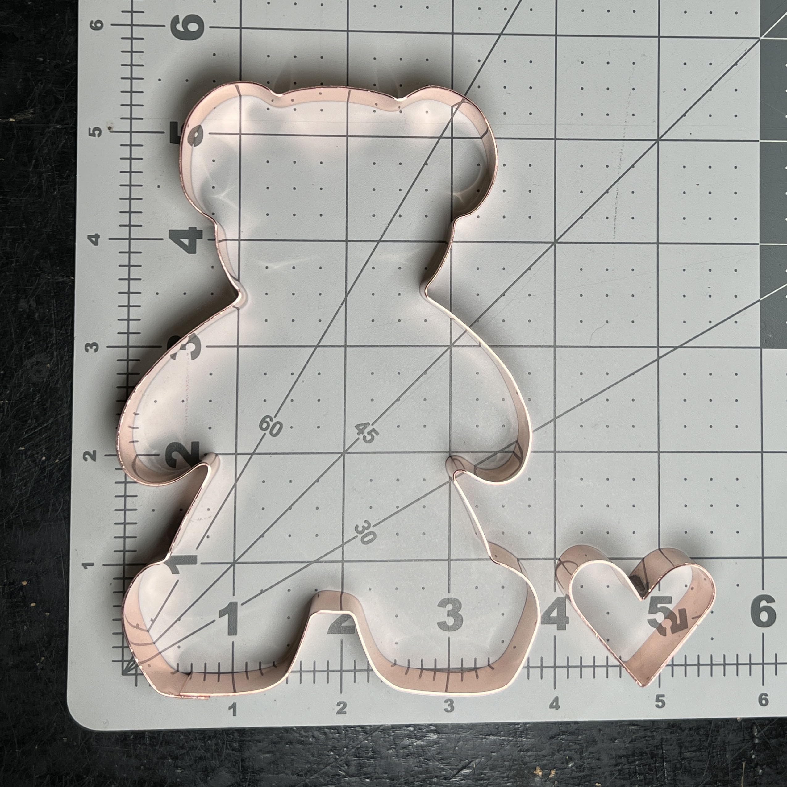 Valentines Day Teddy Bear Cookie Cutter With Mini Heart 3.75 X 5.25 In Made In Usa Handcrafted Teddy Bear Gifts For Bakers And L
