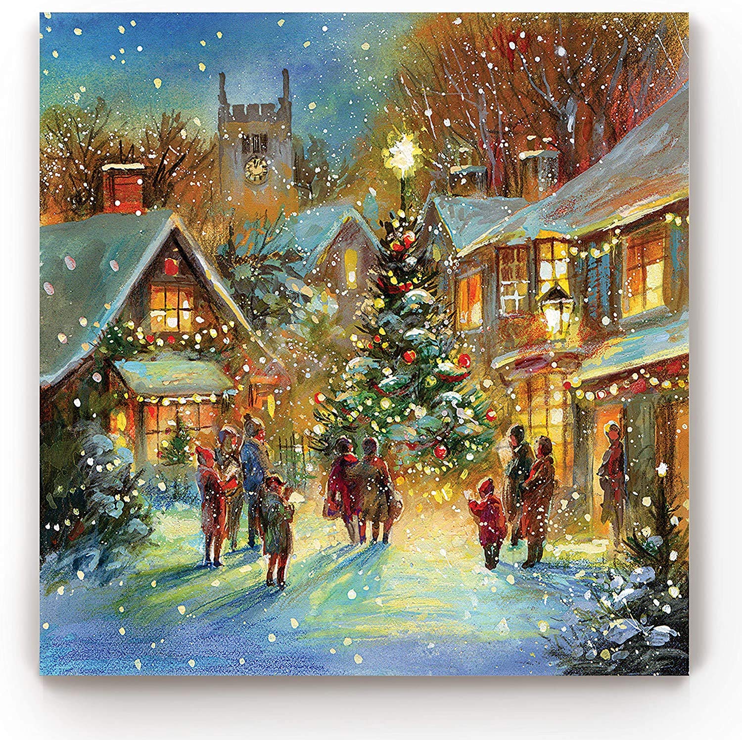 Renditions Gallery Evening Carol By Jim Mitchell Wall Art, Christmas Decor, Idyllic Winter Town, Vibrant Colors, Premium Gallery